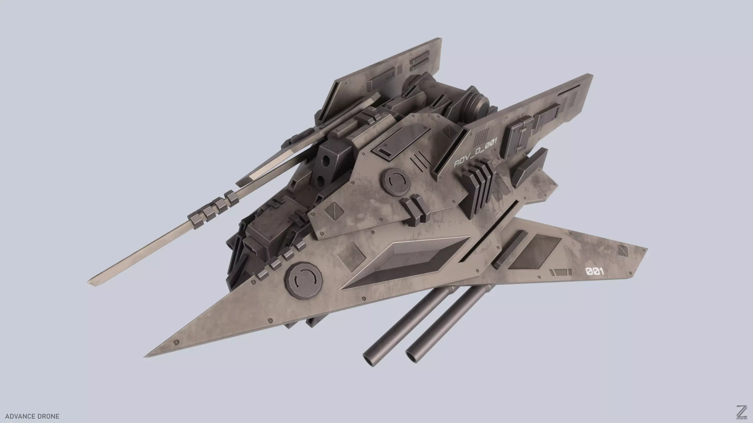 Advance Drone Low-poly 3D model_0