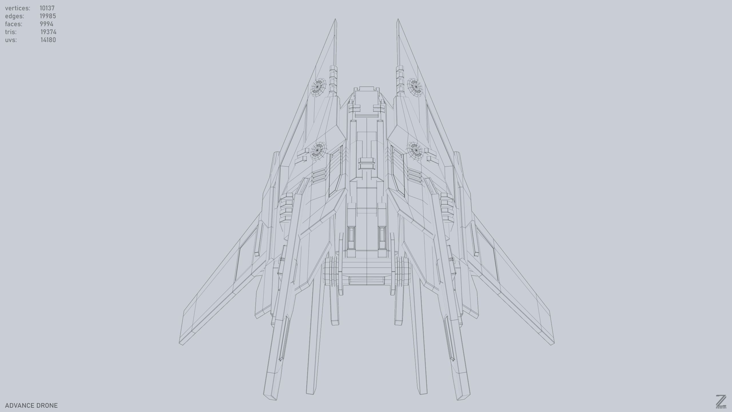 Advance Drone Low-poly 3D model_13