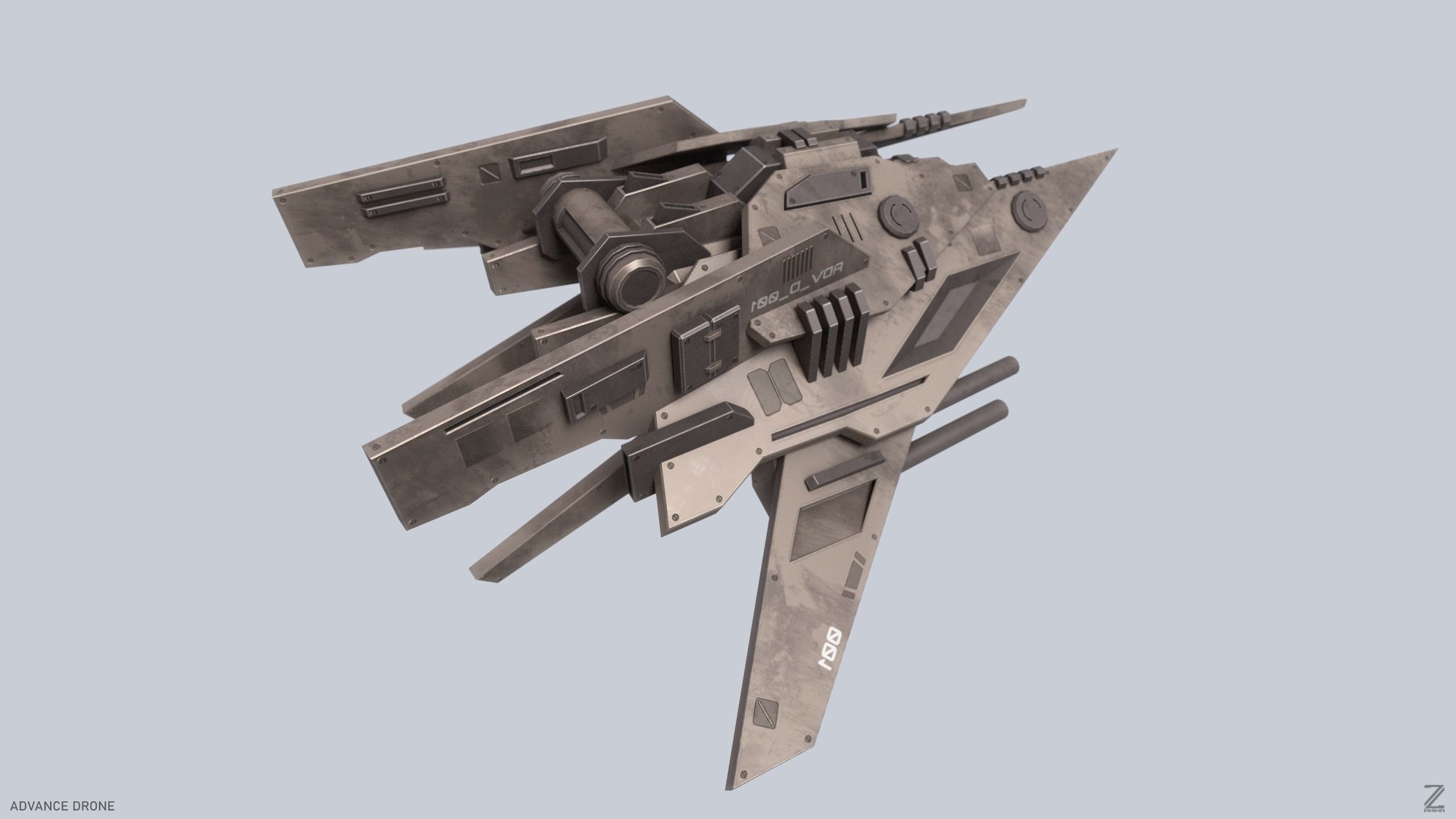 Advance Drone Low-poly 3D model_6