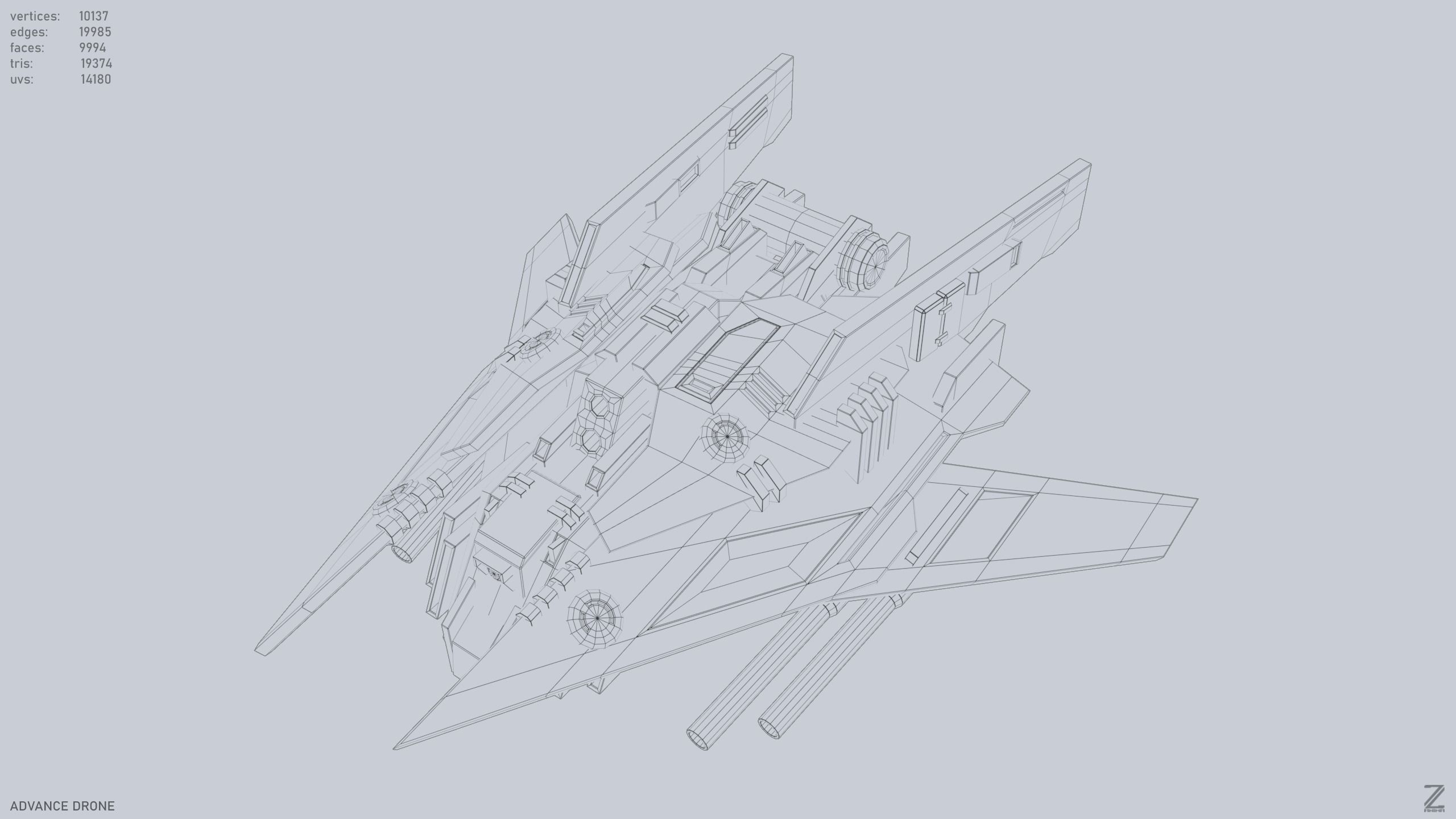 Advance Drone Low-poly 3D model_9