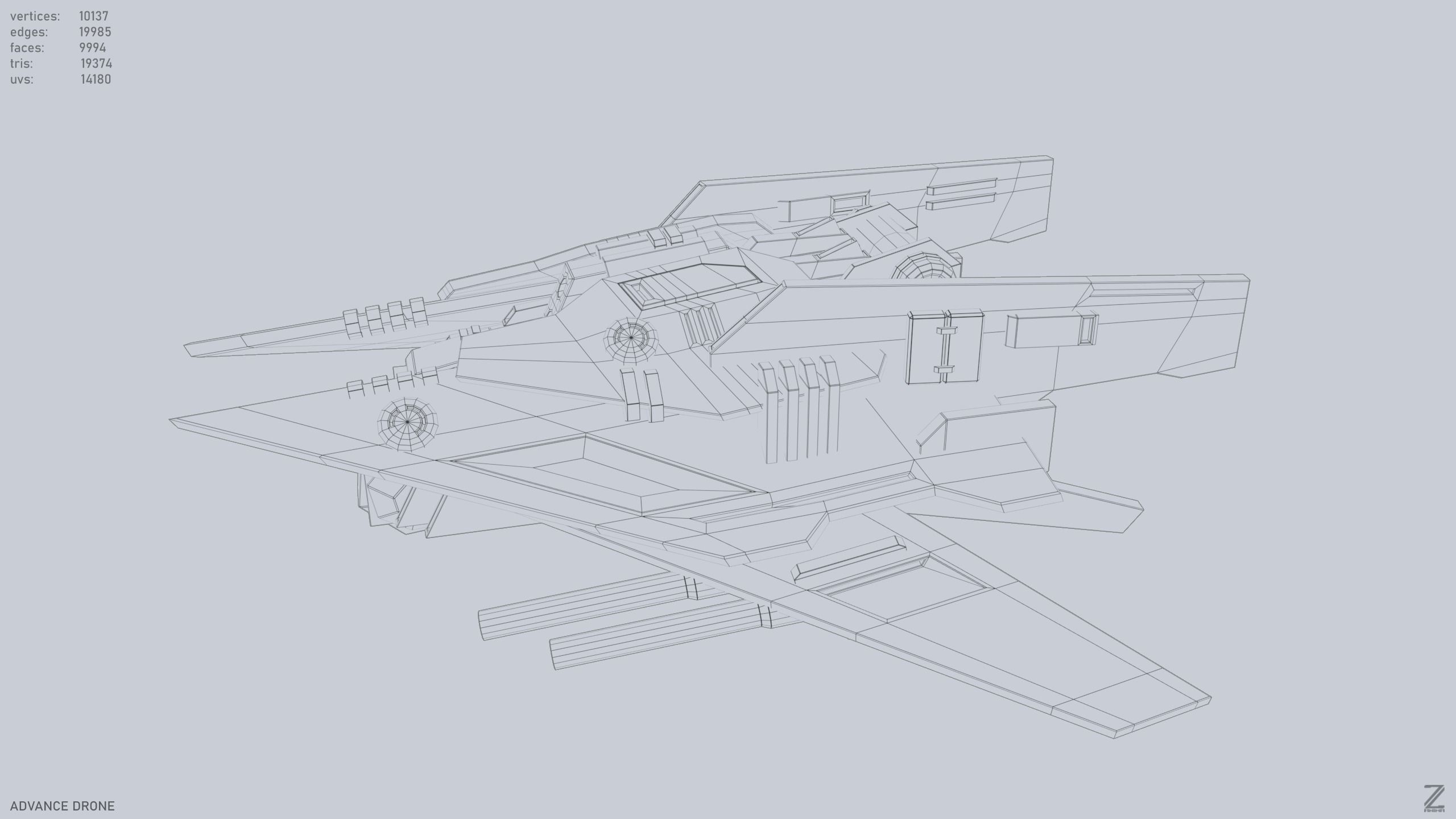 Advance Drone Low-poly 3D model_10