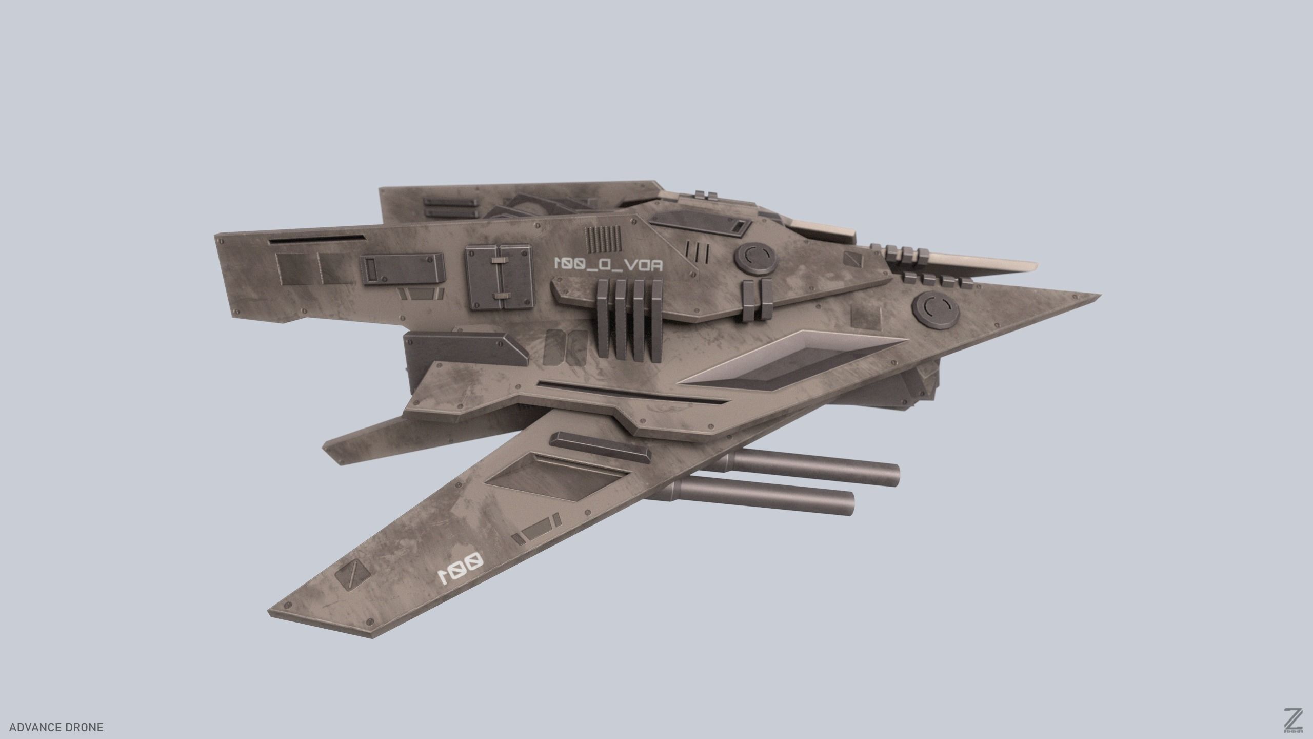 Advance Drone Low-poly 3D model_7