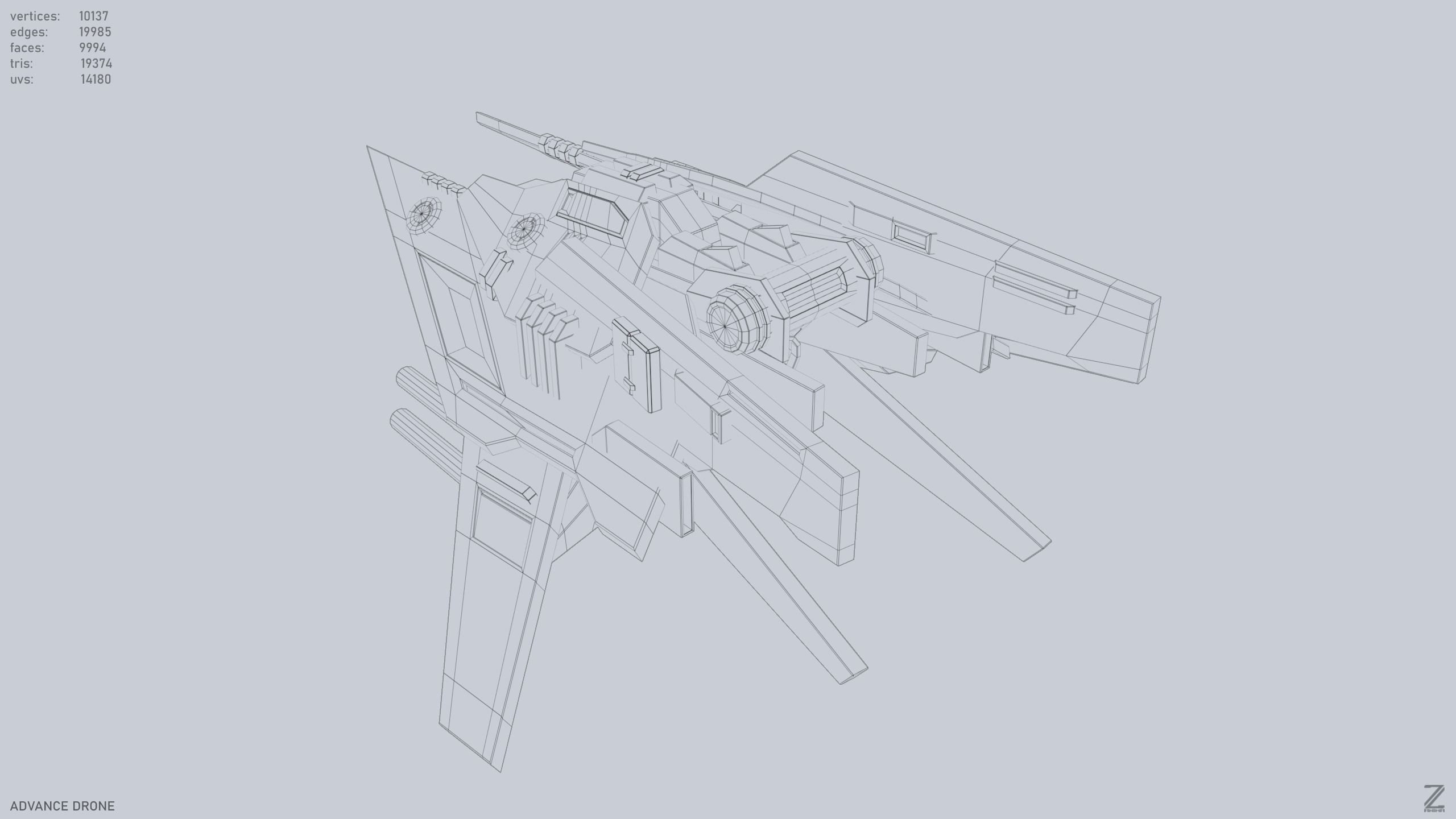 Advance Drone Low-poly 3D model_12