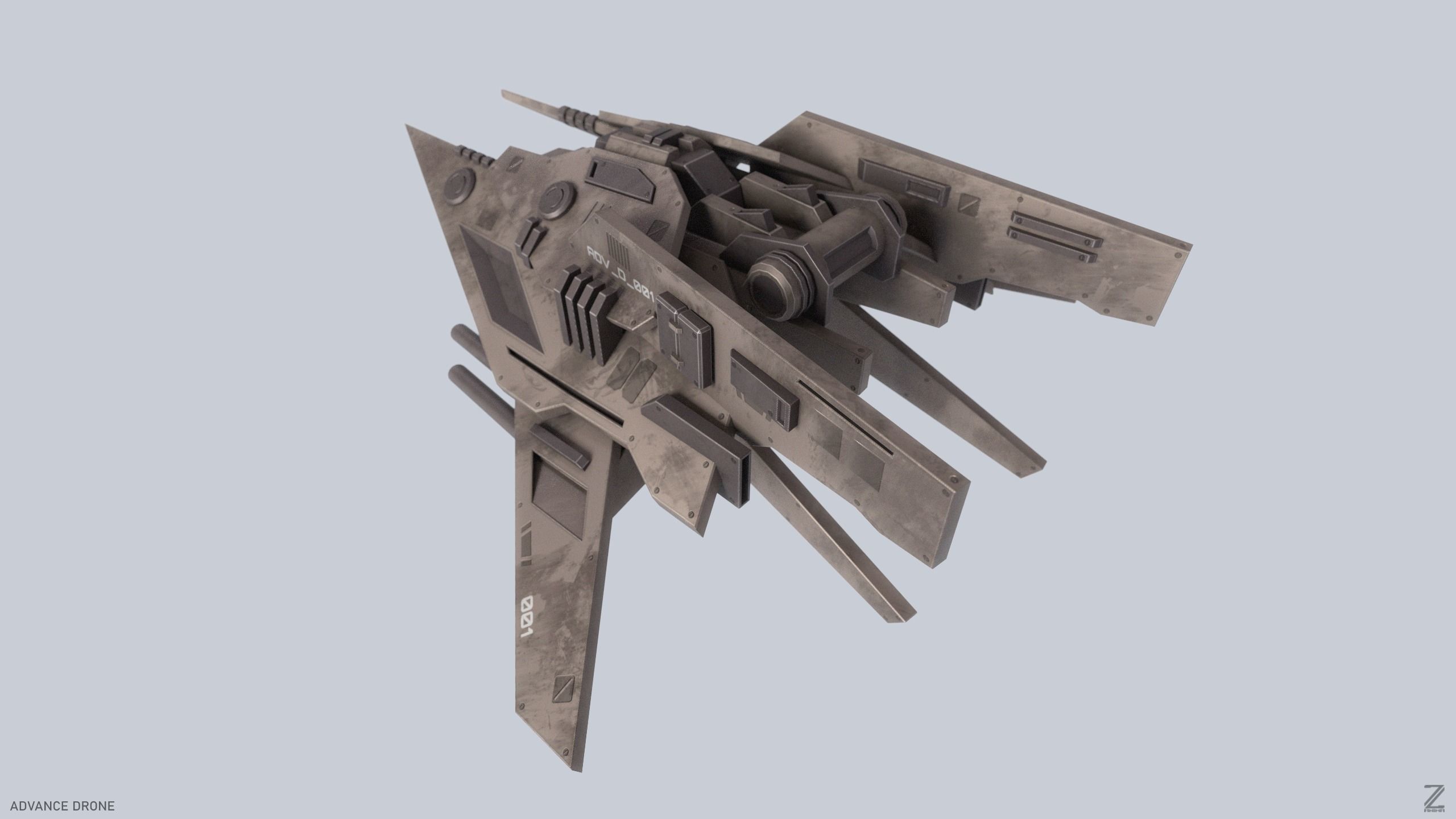 Advance Drone Low-poly 3D model_4