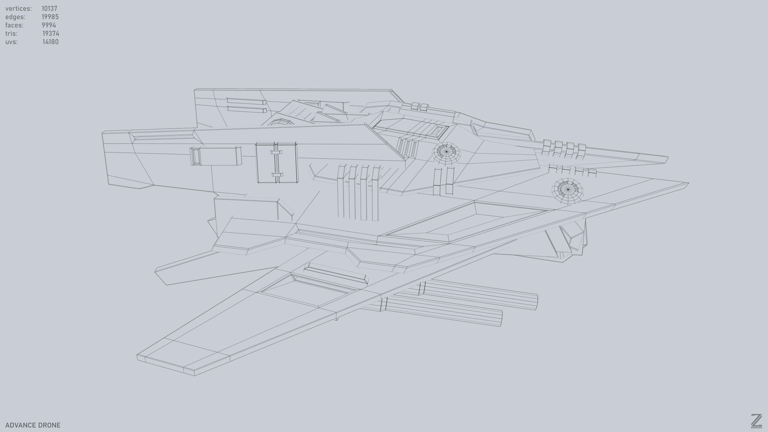 Advance Drone Low-poly 3D model_15