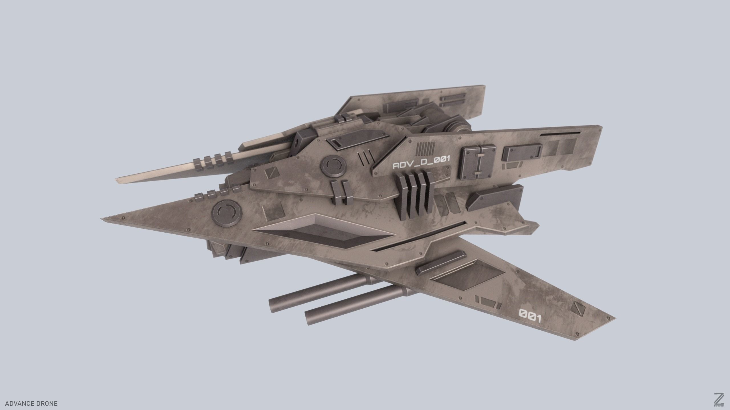 Advance Drone Low-poly 3D model_2