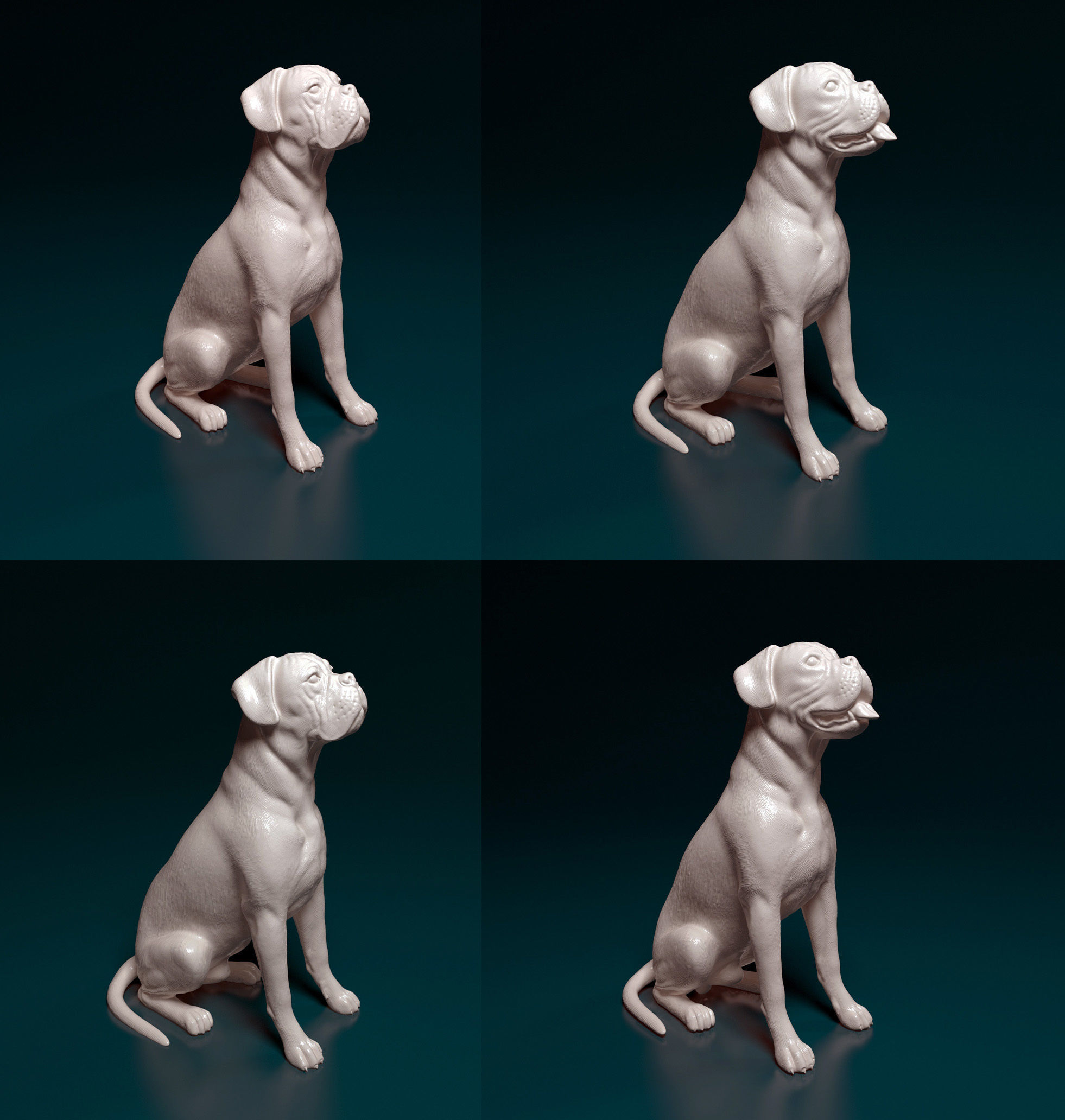 Boxer dog 3D print model_4