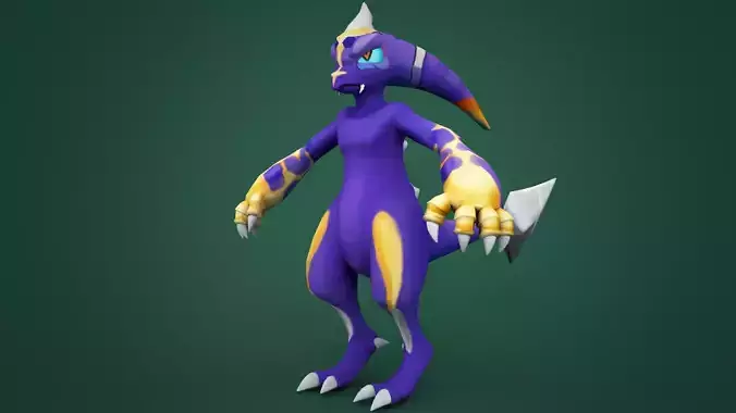 Mewtwo pokemon low-poly handpainting
