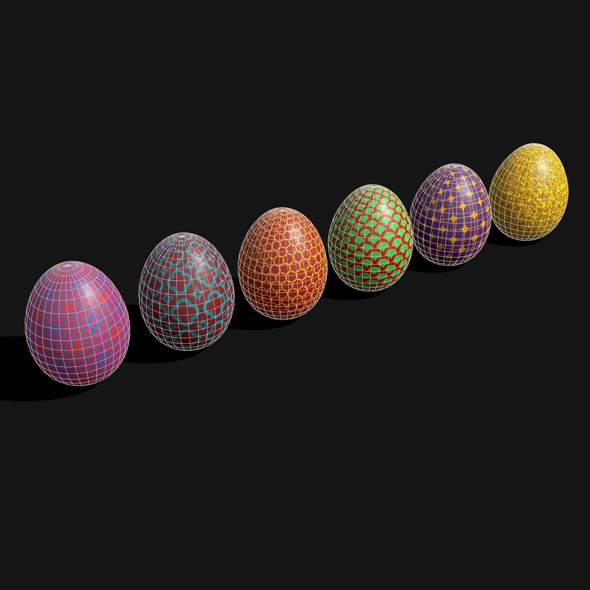 Easter Eggs Designs One Low-poly 3D model_6