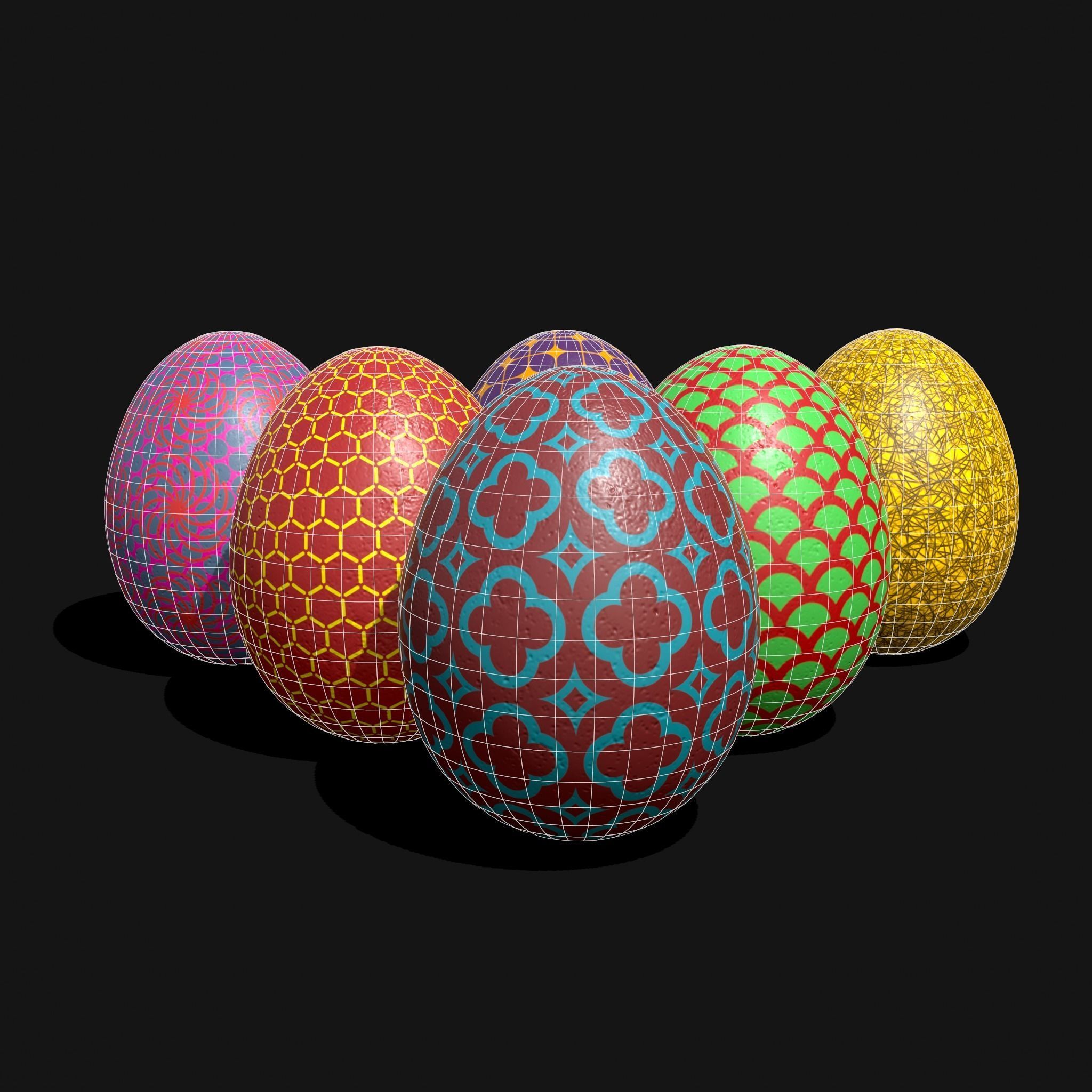 Easter Eggs Designs One Low-poly 3D model_14