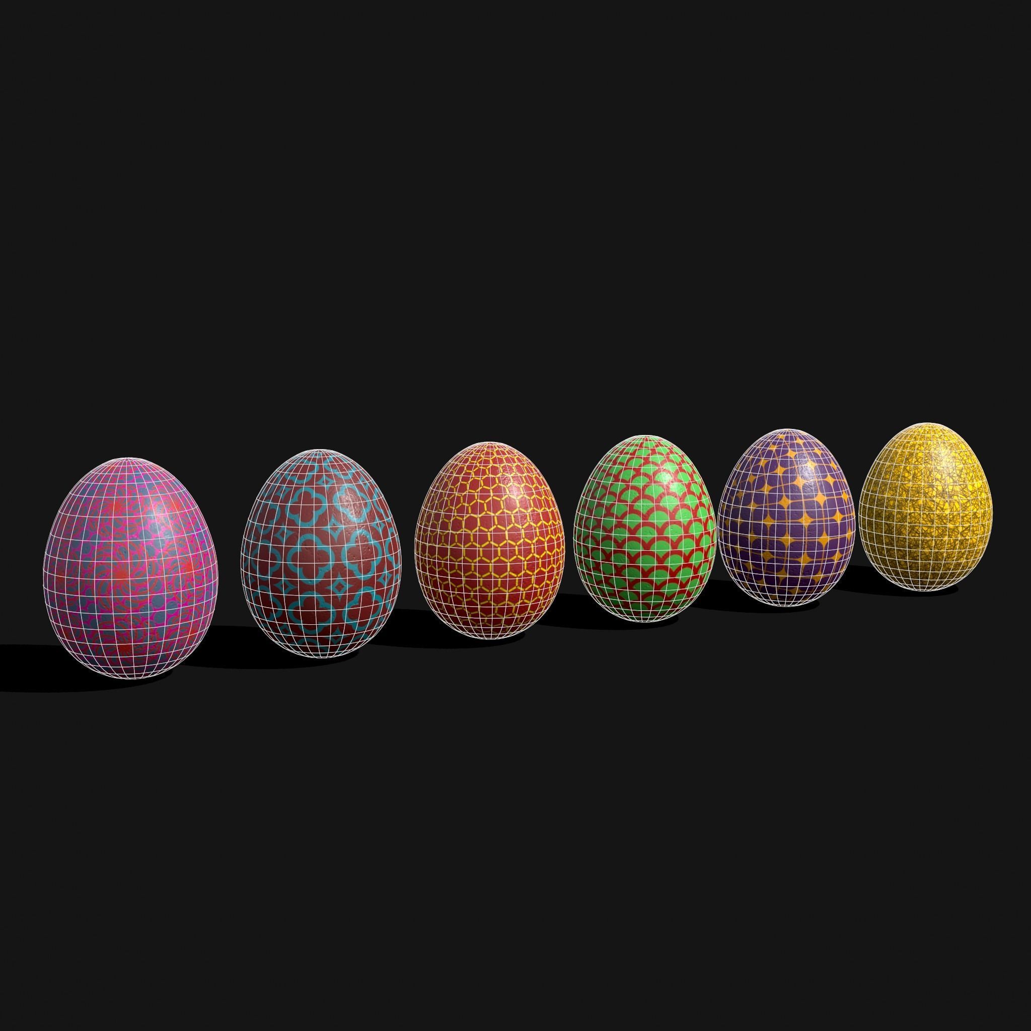 Easter Eggs Designs One Low-poly 3D model_4