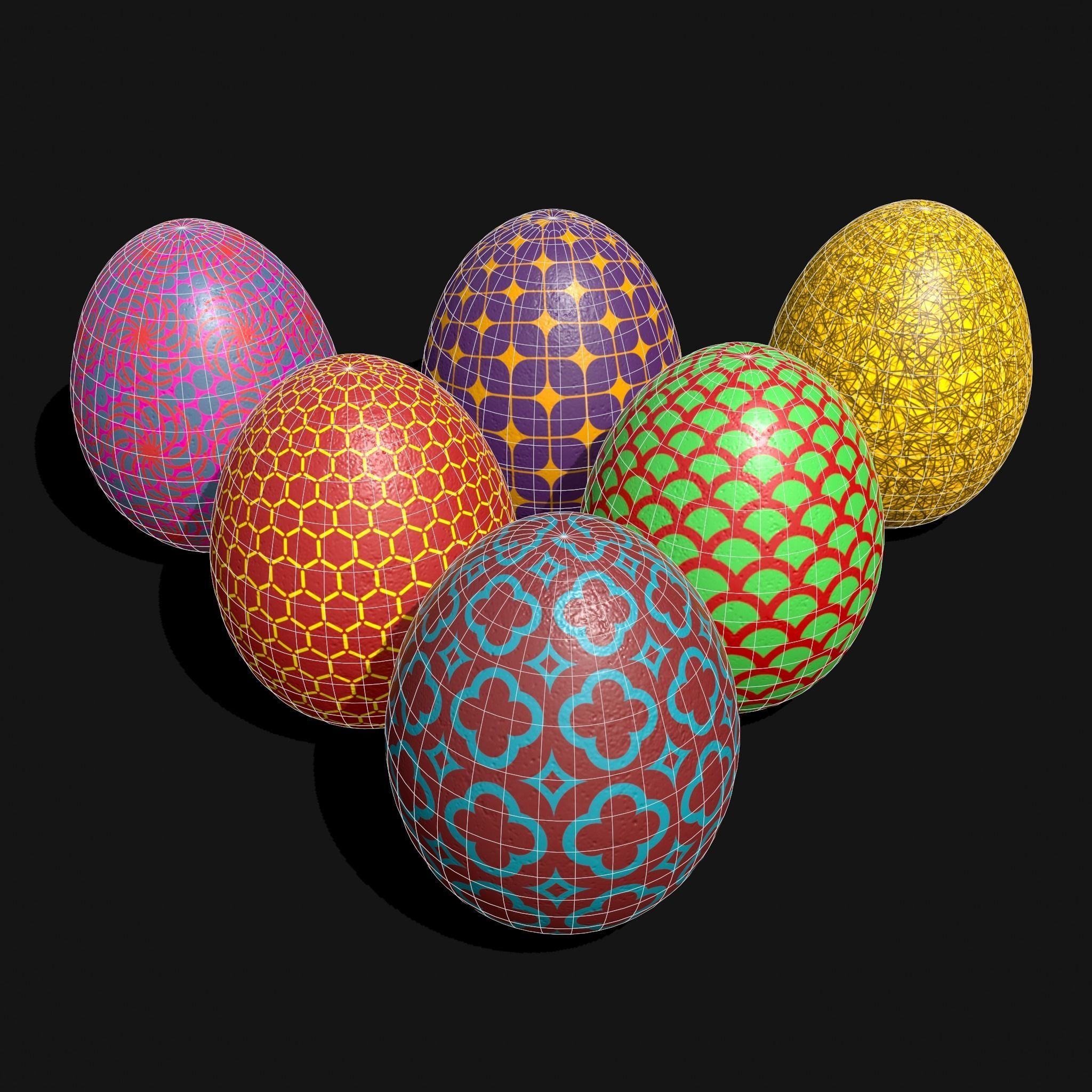 Easter Eggs Designs One Low-poly 3D model_12