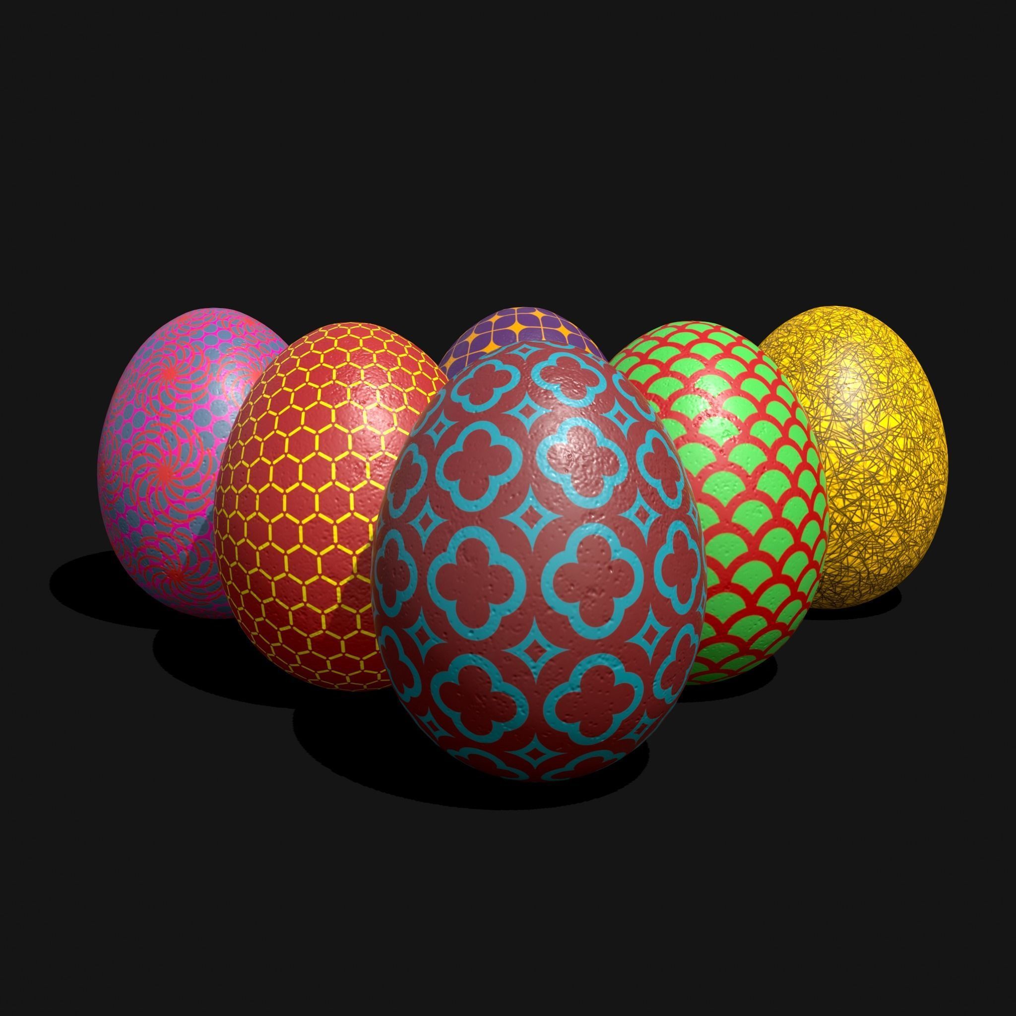 Easter Eggs Designs One Low-poly 3D model_2