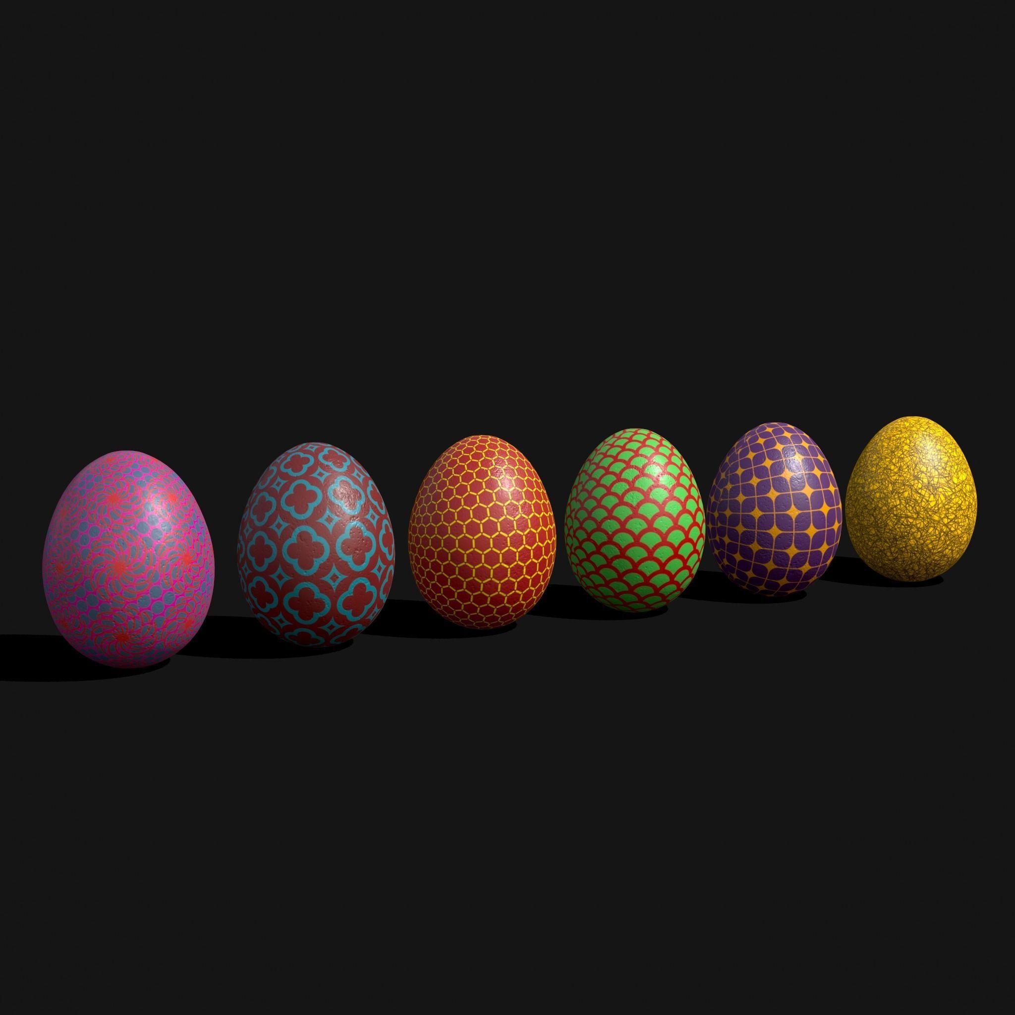 Easter Eggs Designs One Low-poly 3D model_3