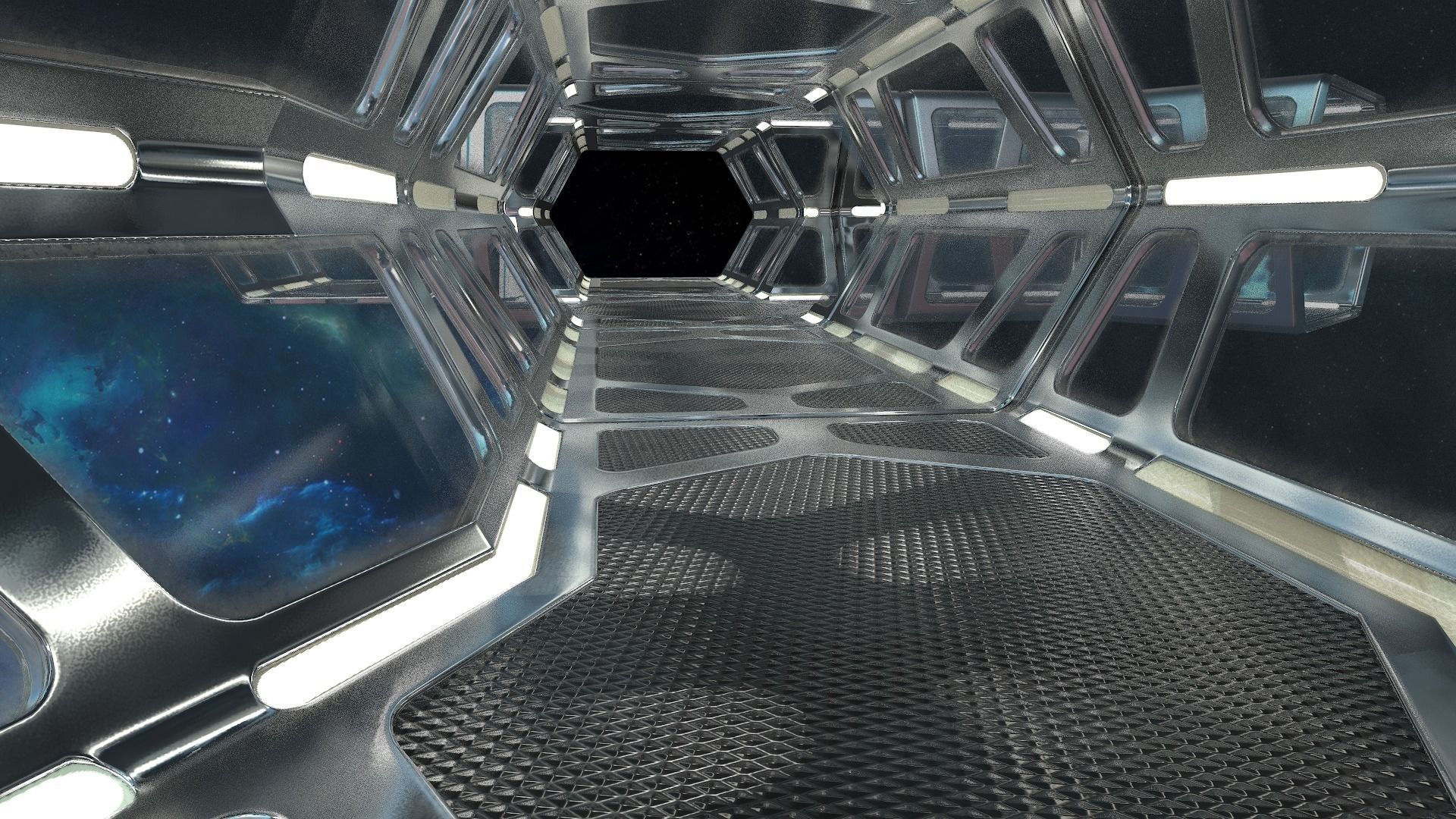 Sci-fi Corridor Low-poly 3D model_14