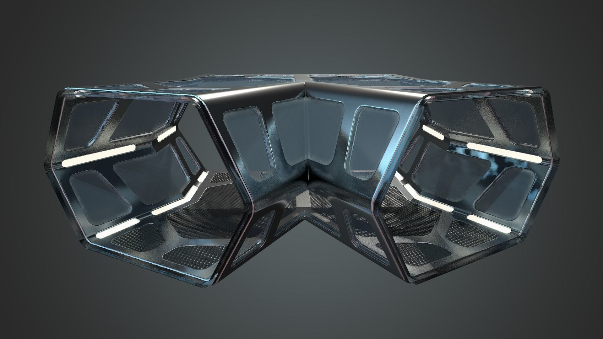 Sci-fi Corridor Low-poly 3D model_37