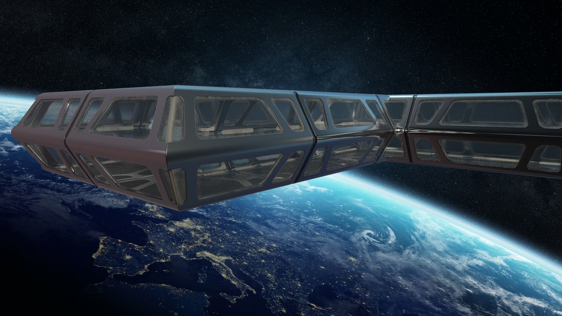 Sci-fi Corridor Low-poly 3D model_10