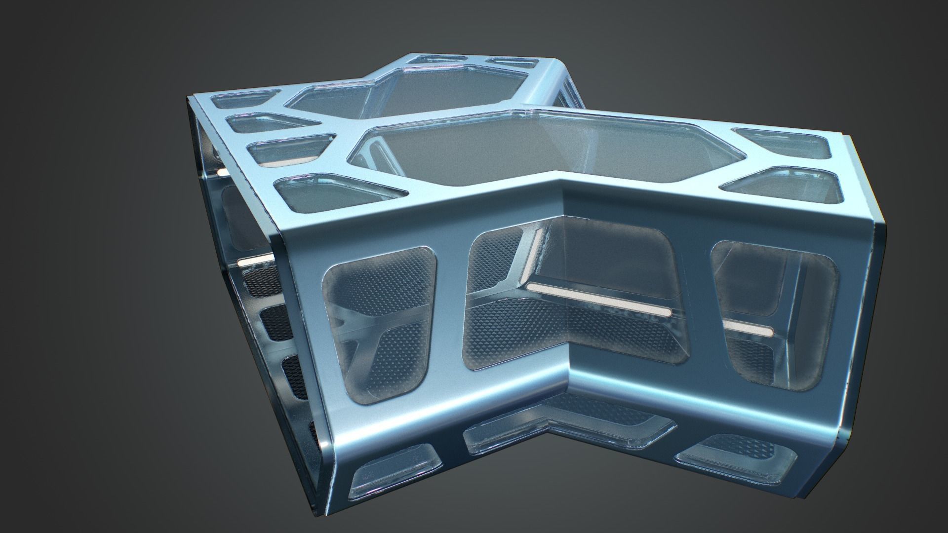 Sci-fi Corridor Low-poly 3D model_44