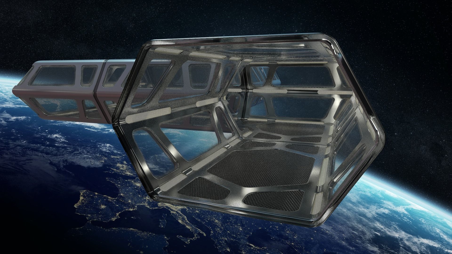 Sci-fi Corridor Low-poly 3D model_8