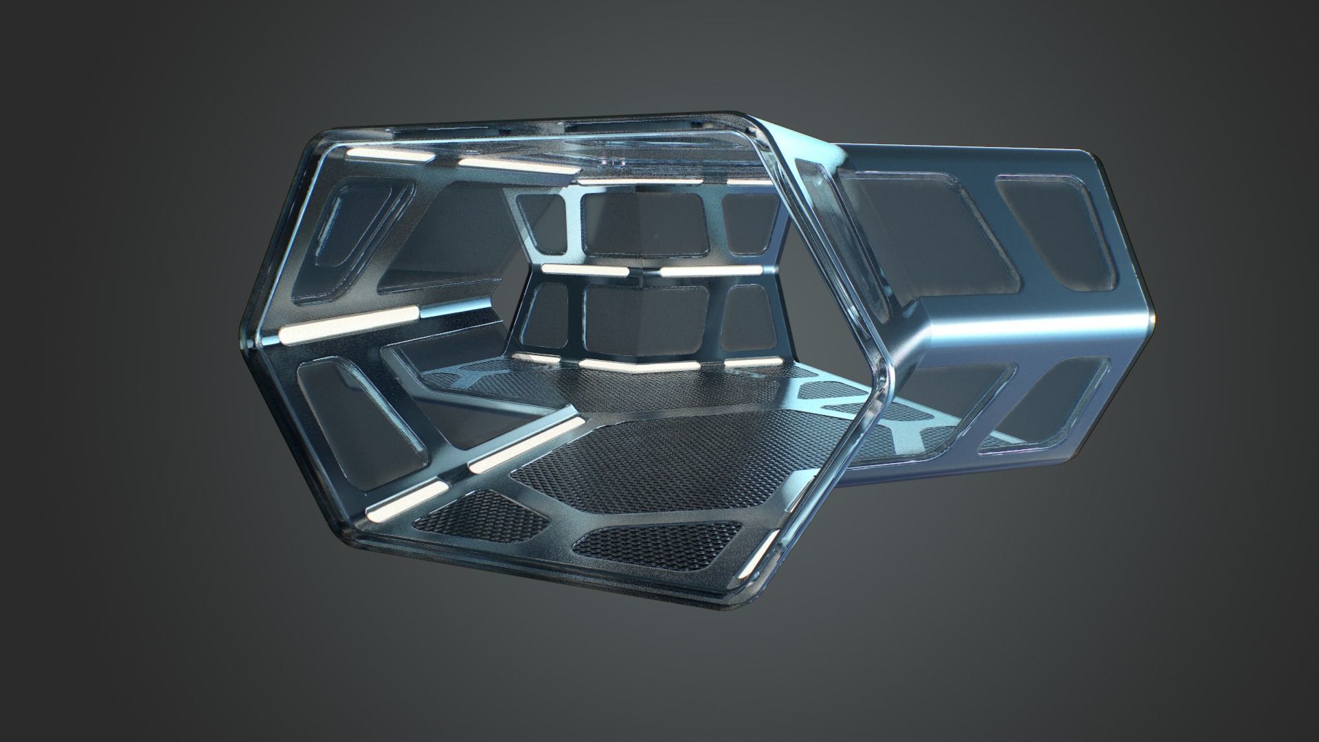 Sci-fi Corridor Low-poly 3D model_43