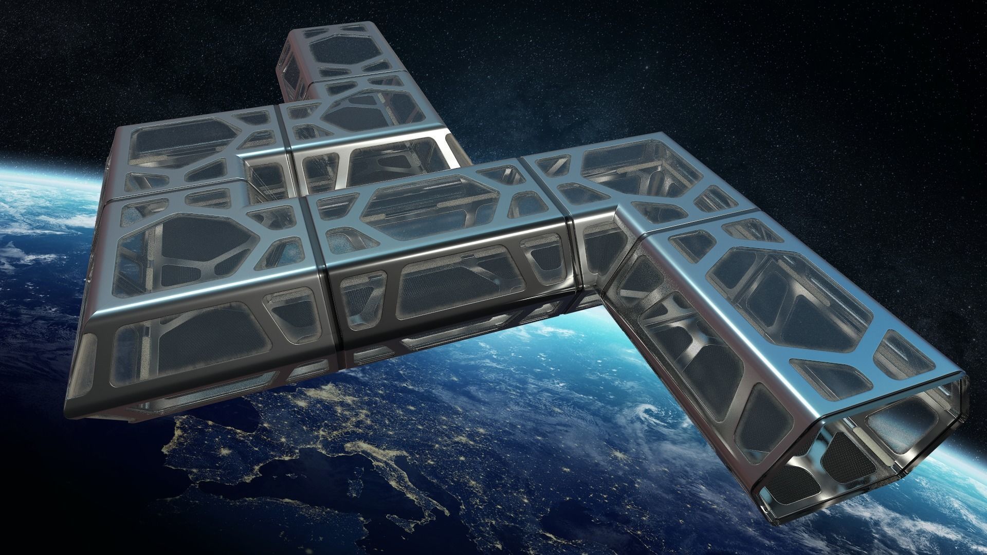 Sci-fi Corridor Low-poly 3D model_7