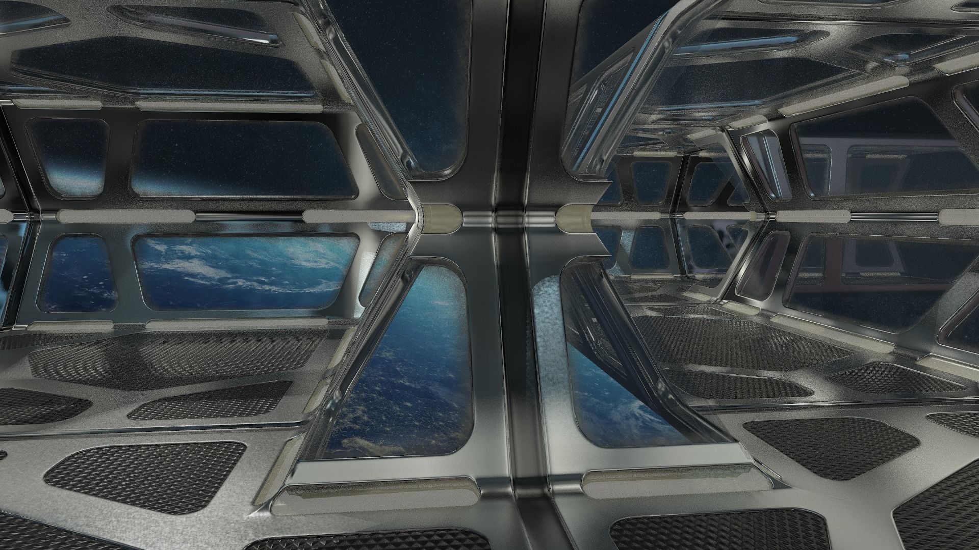 Sci-fi Corridor Low-poly 3D model_13