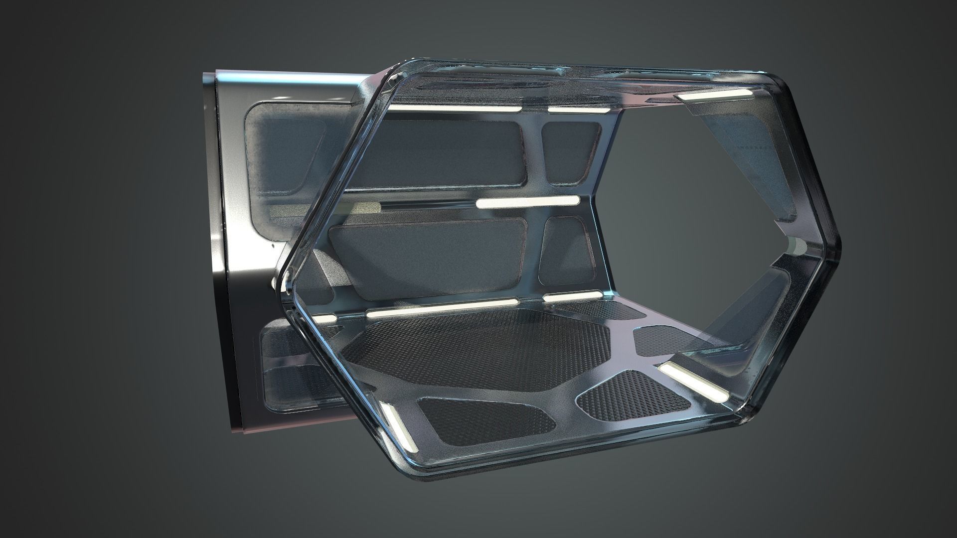 Sci-fi Corridor Low-poly 3D model_16