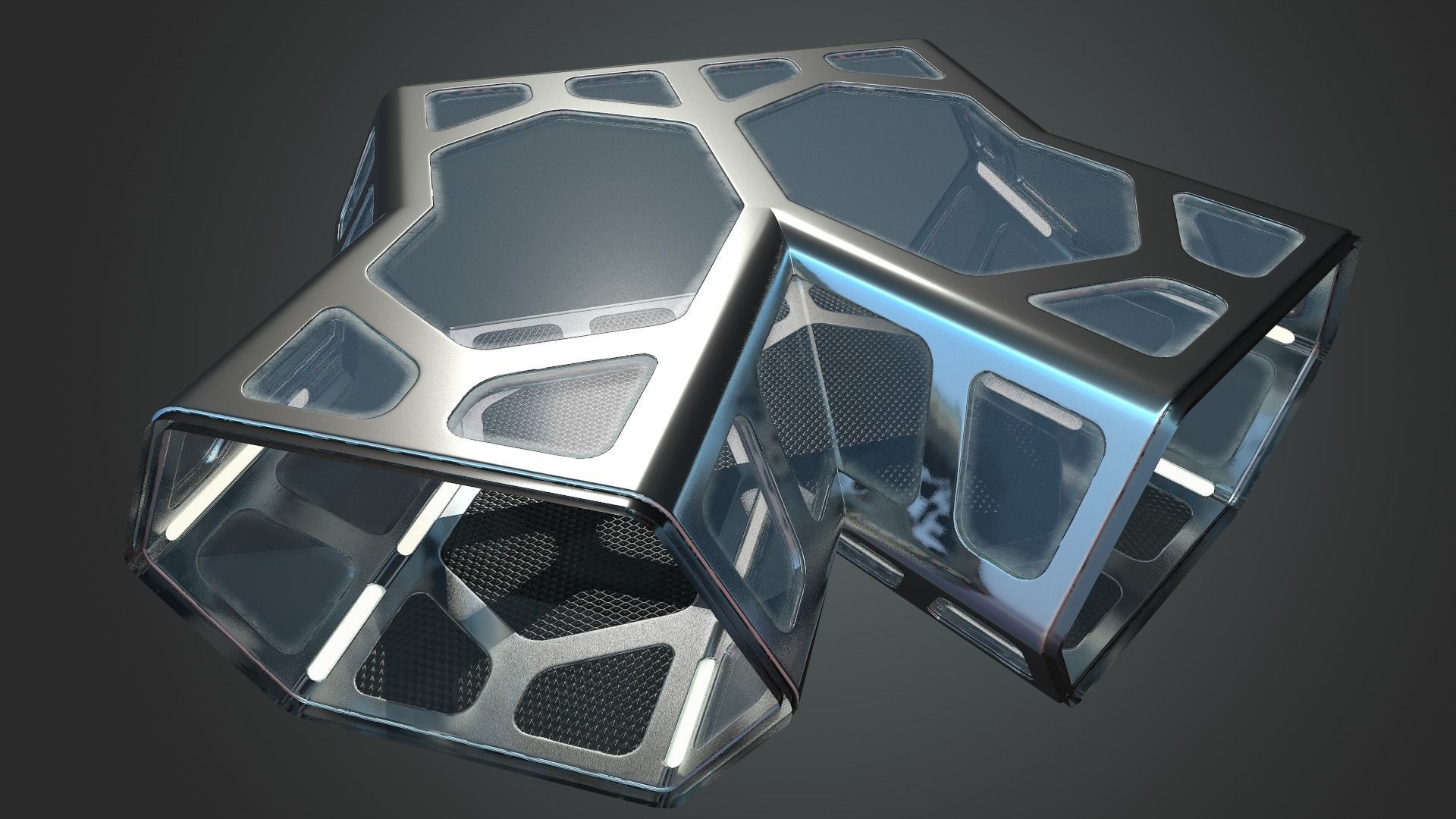 Sci-fi Corridor Low-poly 3D model_33