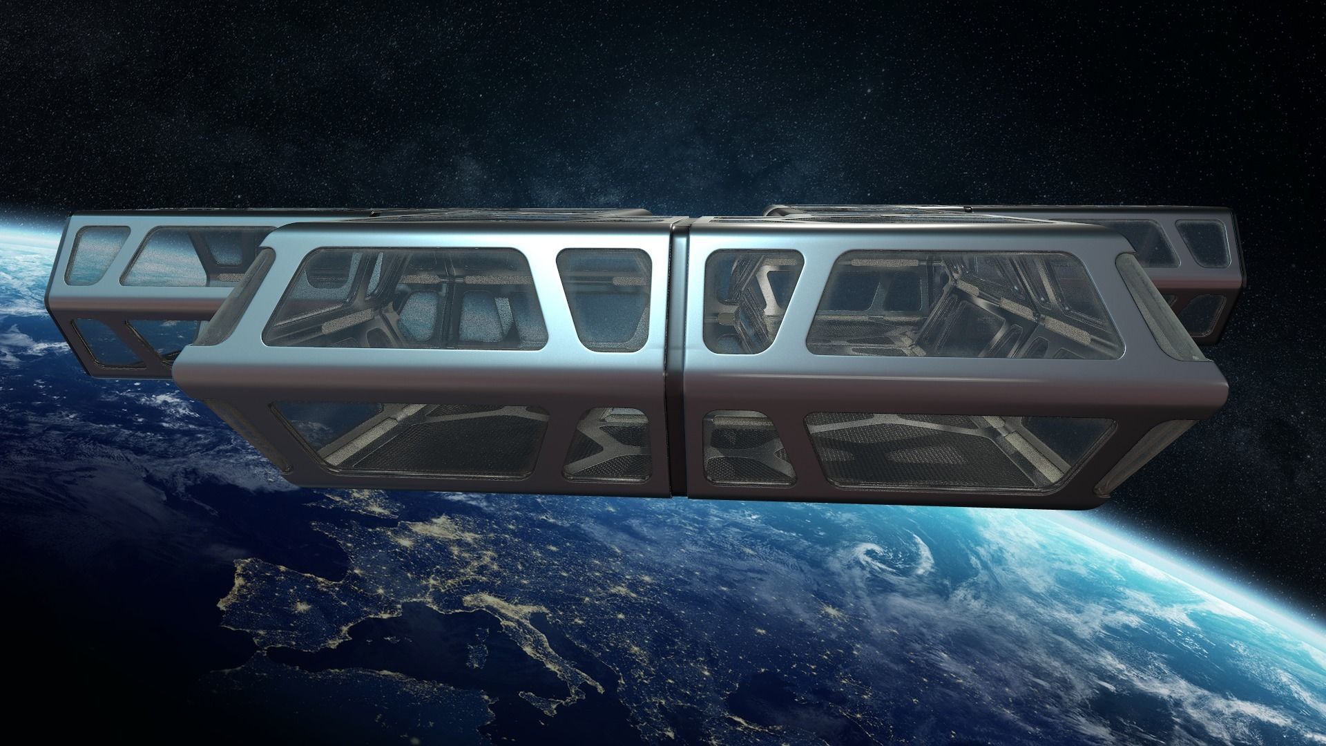 Sci-fi Corridor Low-poly 3D model_4