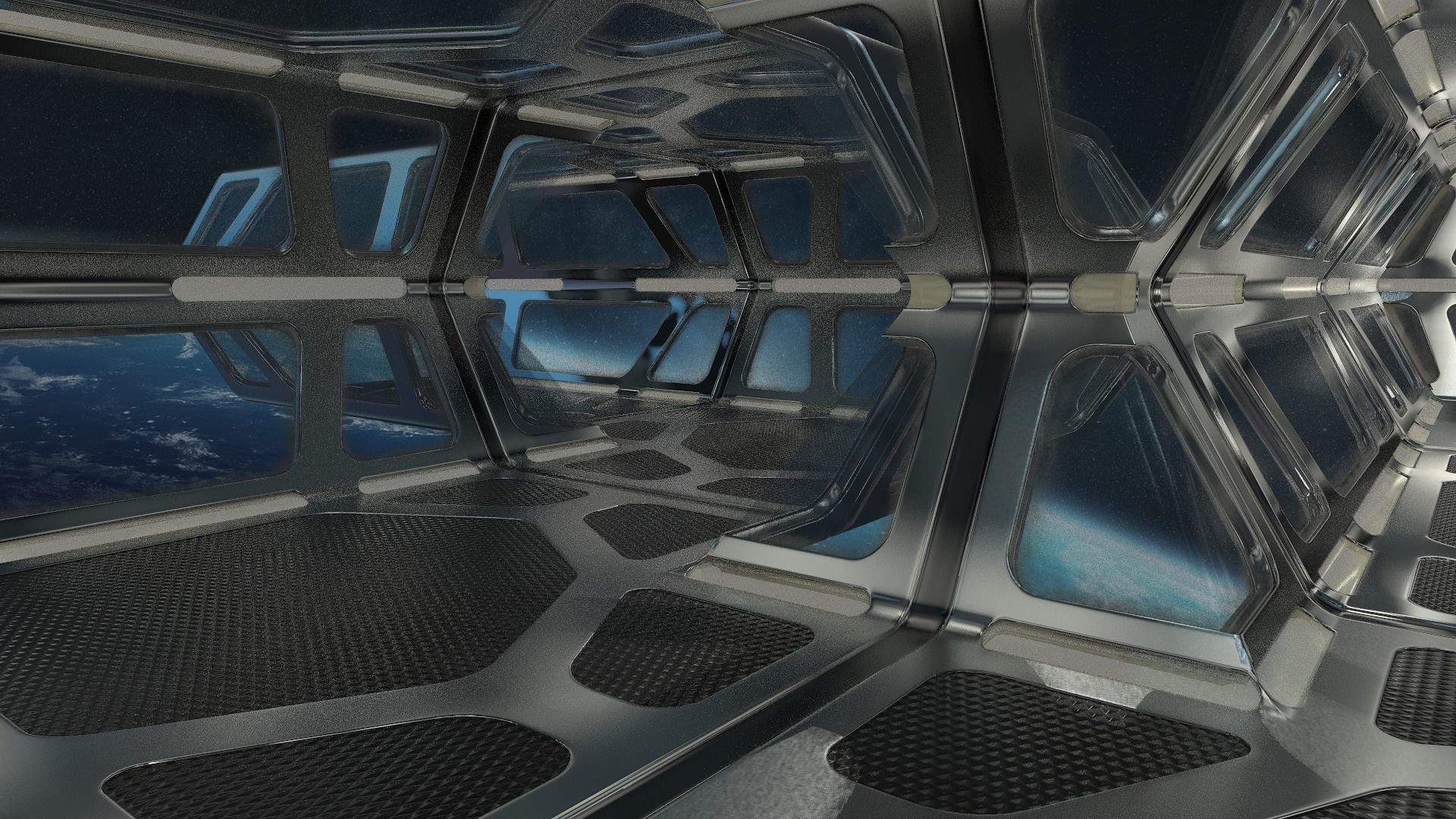 Sci-fi Corridor Low-poly 3D model_12