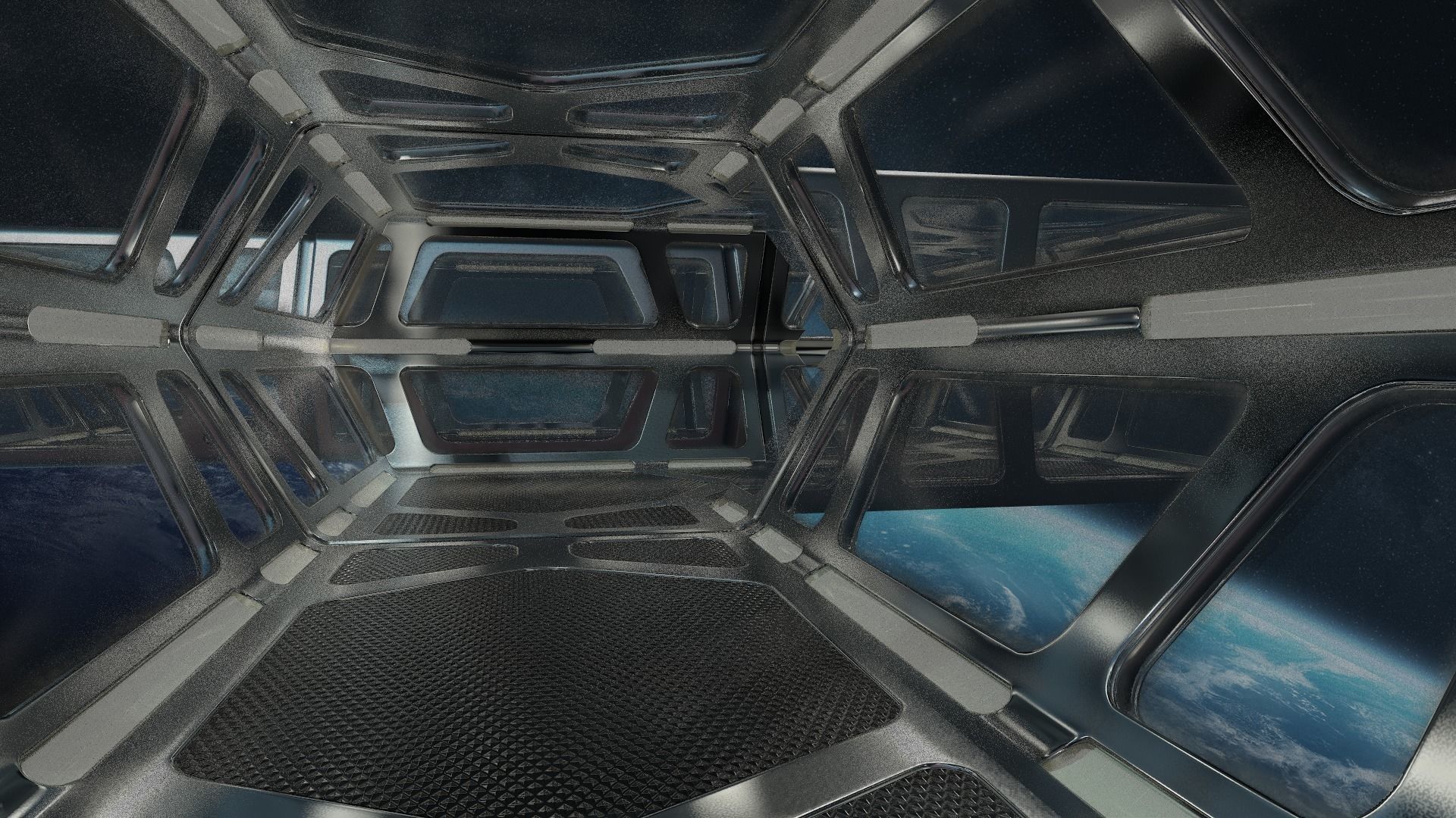 Sci-fi Corridor Low-poly 3D model_60