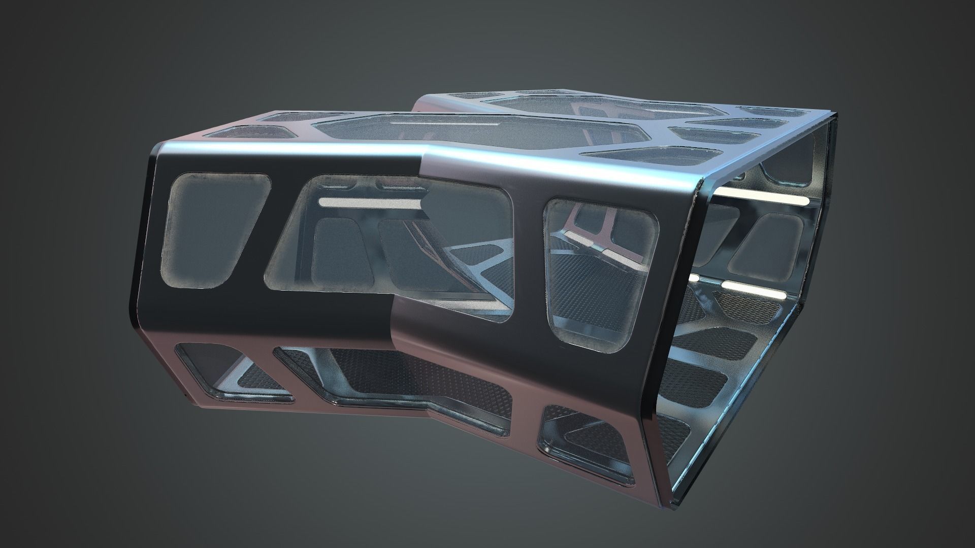 Sci-fi Corridor Low-poly 3D model_35