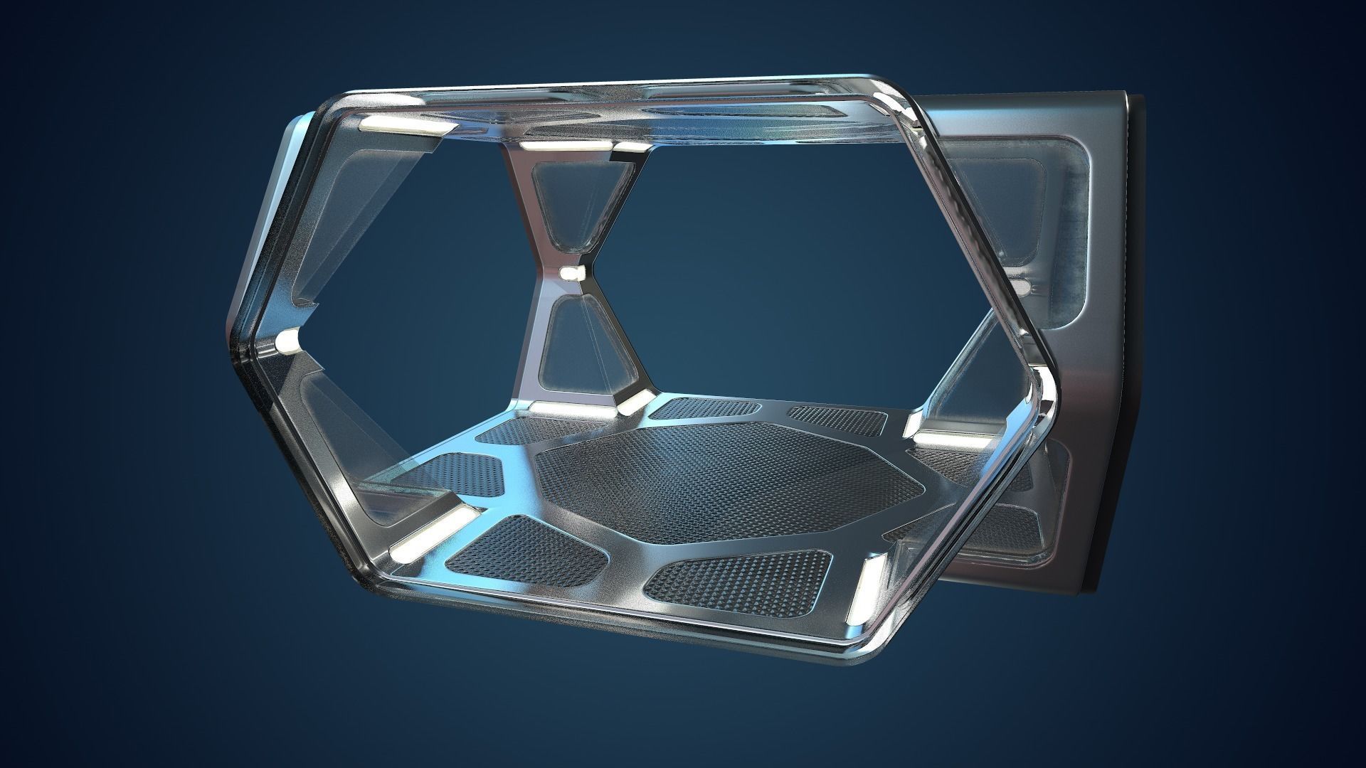 Sci-fi Corridor Low-poly 3D model_28