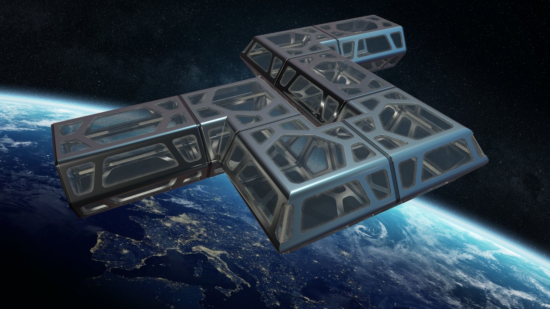 Sci-fi Corridor Low-poly 3D model_6