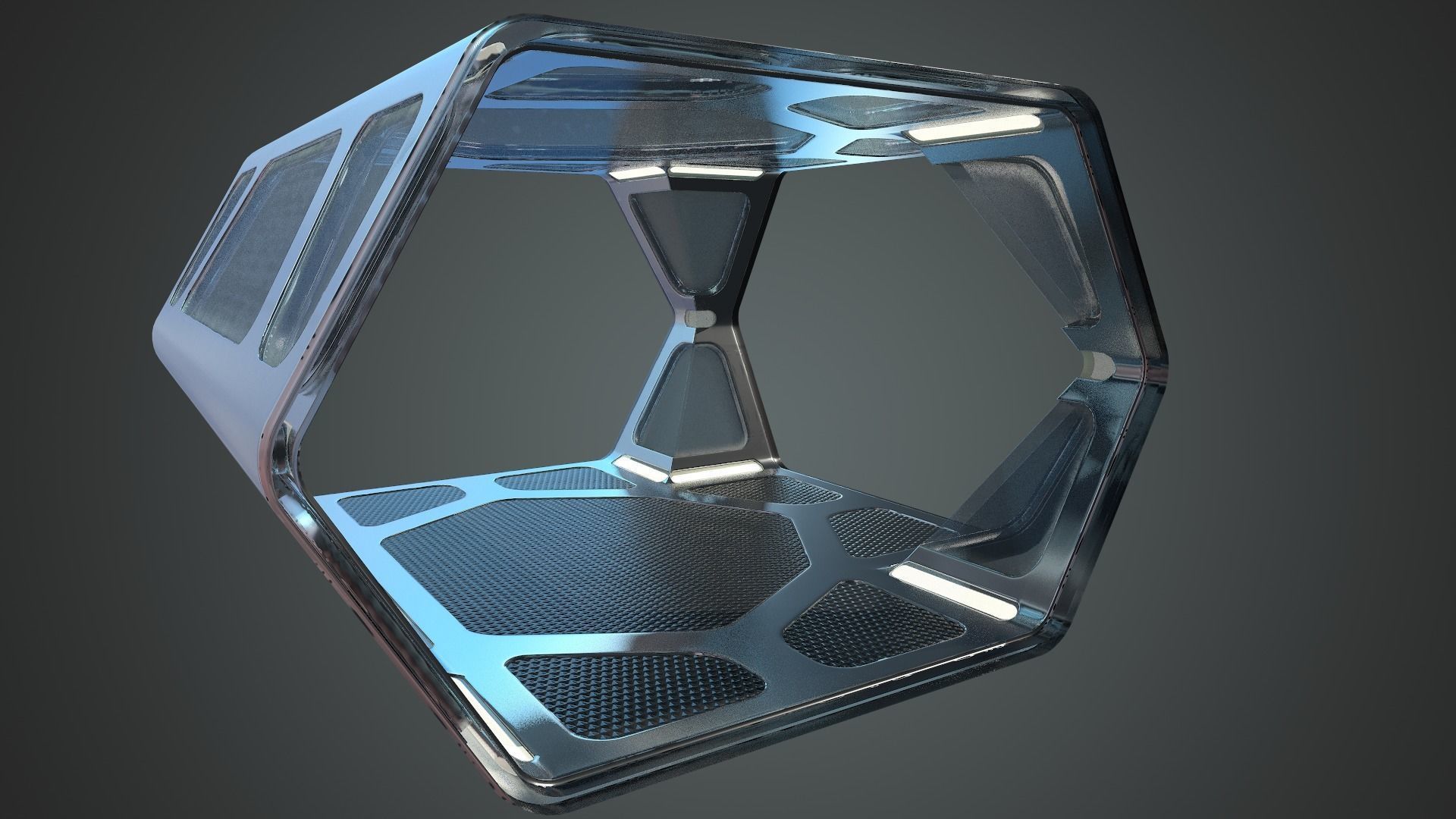 Sci-fi Corridor Low-poly 3D model_19