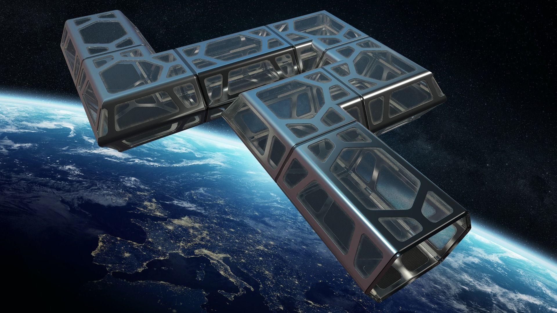 Sci-fi Corridor Low-poly 3D model_1