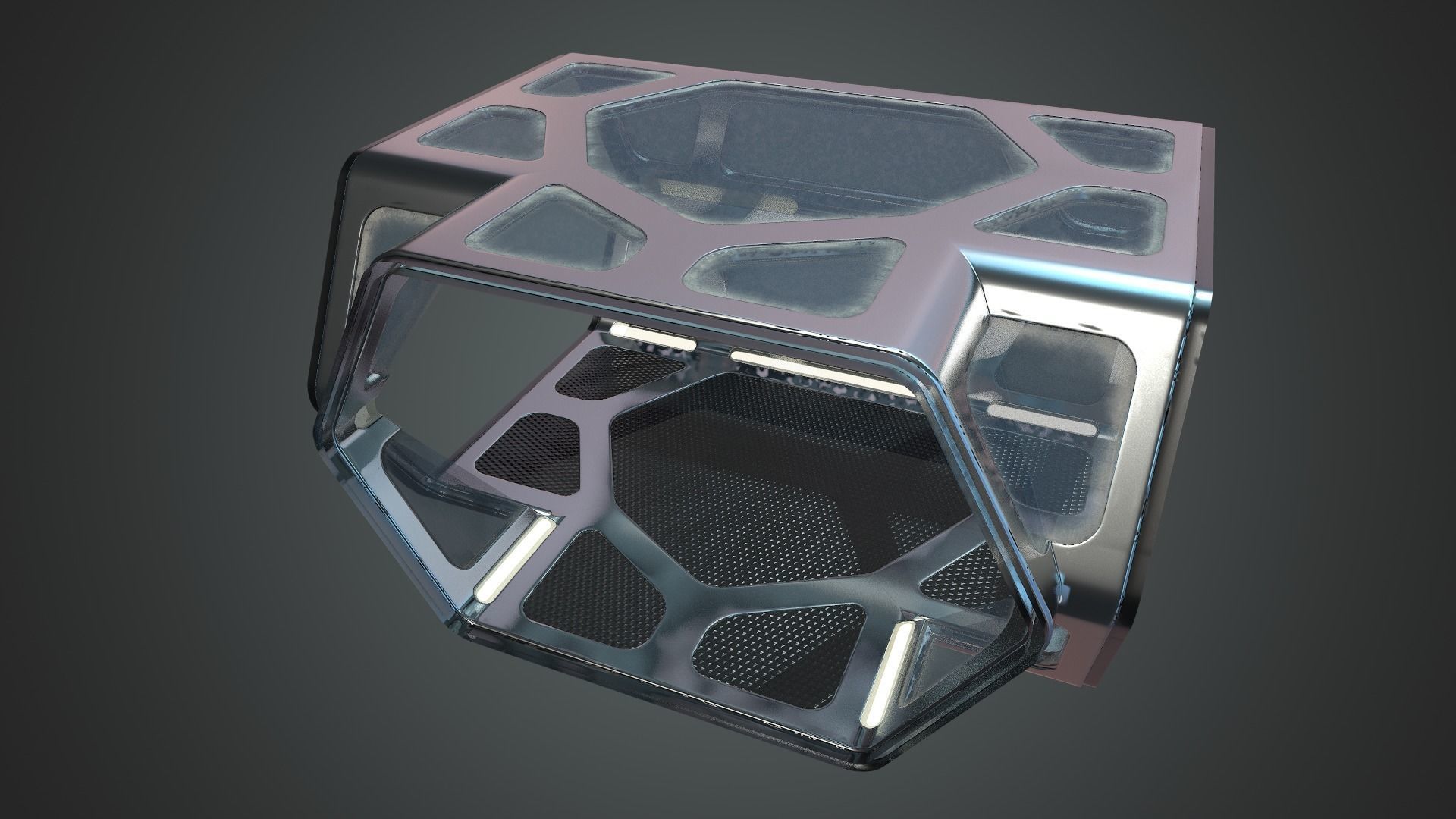 Sci-fi Corridor Low-poly 3D model_17