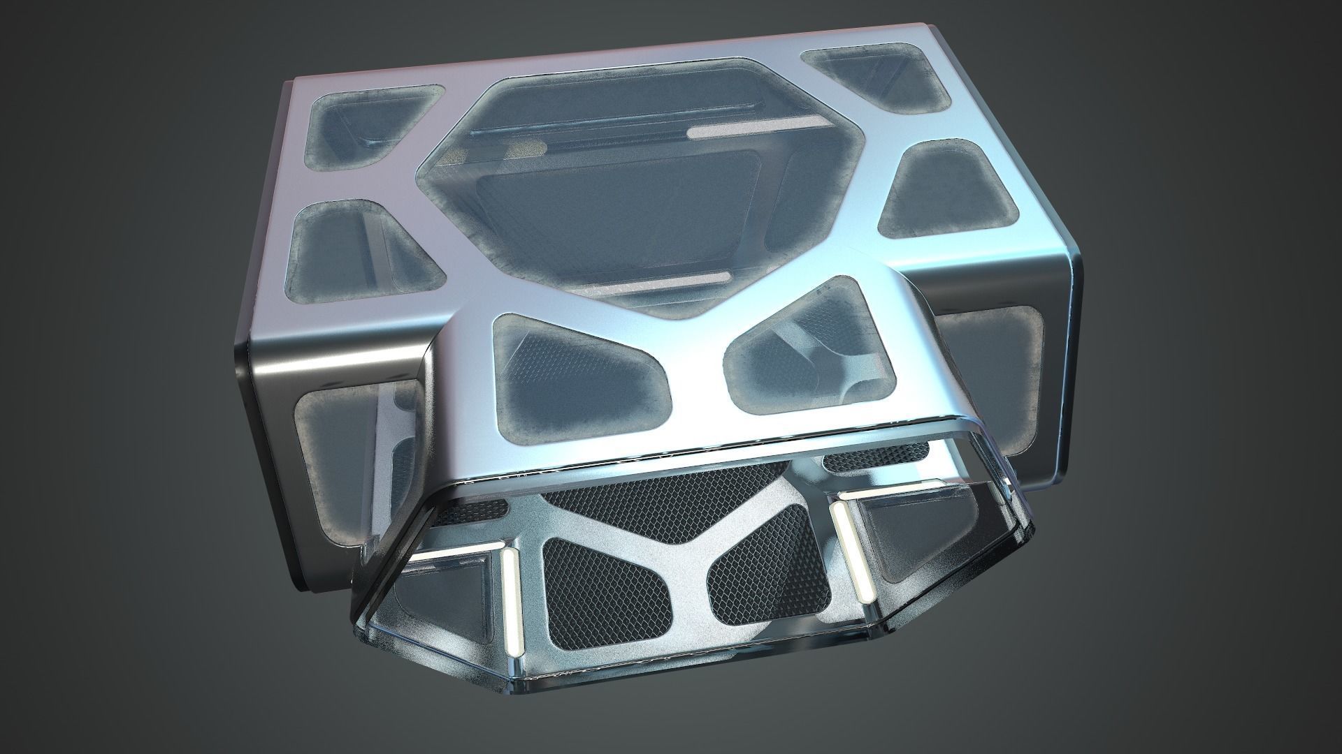 Sci-fi Corridor Low-poly 3D model_15