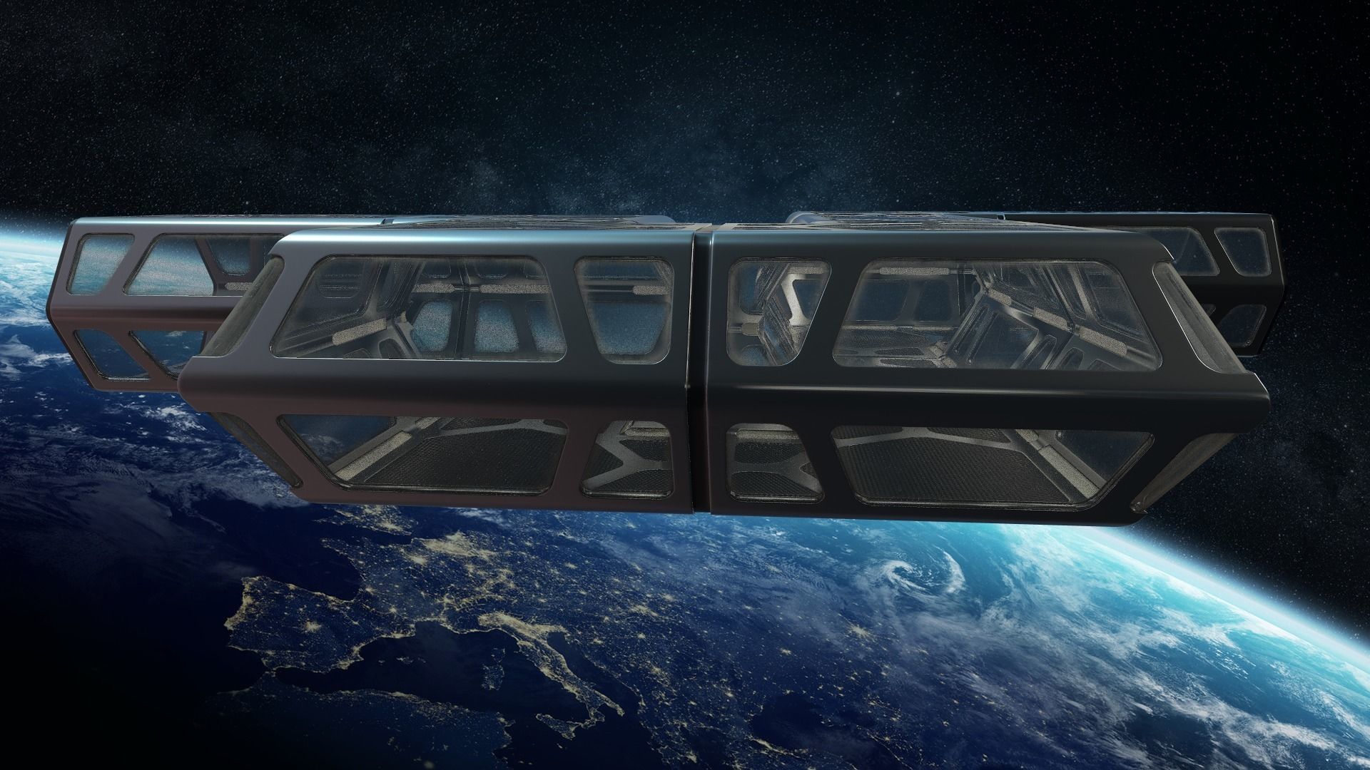 Sci-fi Corridor Low-poly 3D model_9