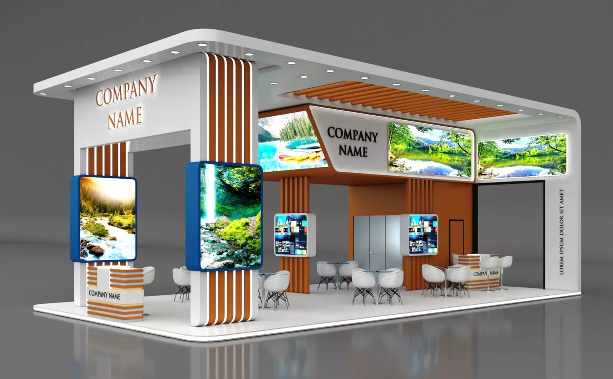 Booth Exhibition Stand Stall 13x7m Height 500 cm 4 Side Open 3D model