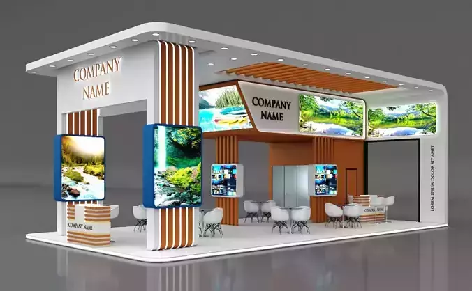 Booth Exhibition Stand Stall 13x7m Height 500 cm 4 Side Open 3D model