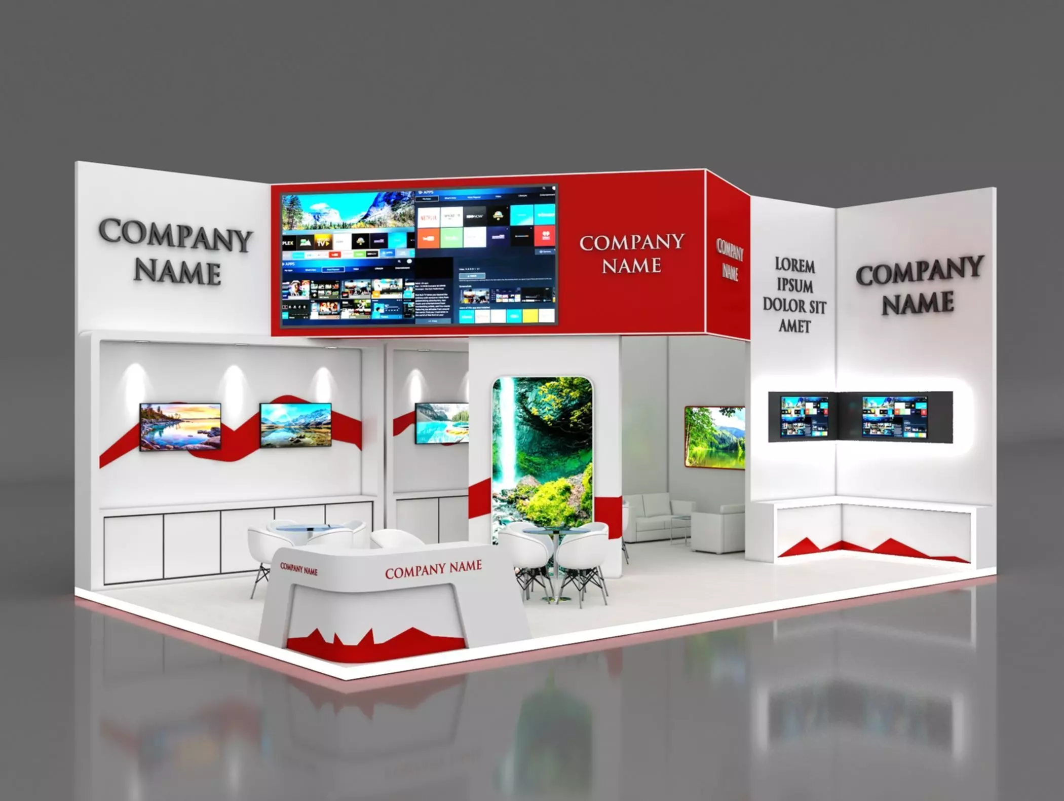 Booth Exhibition Stand Stall 10x6m Height 500 cm 2 Side Open 3D model