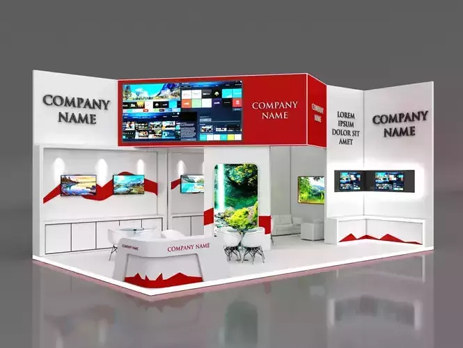 Booth Exhibition Stand Stall 10x6m Height 500 cm 2 Side Open 3D model
