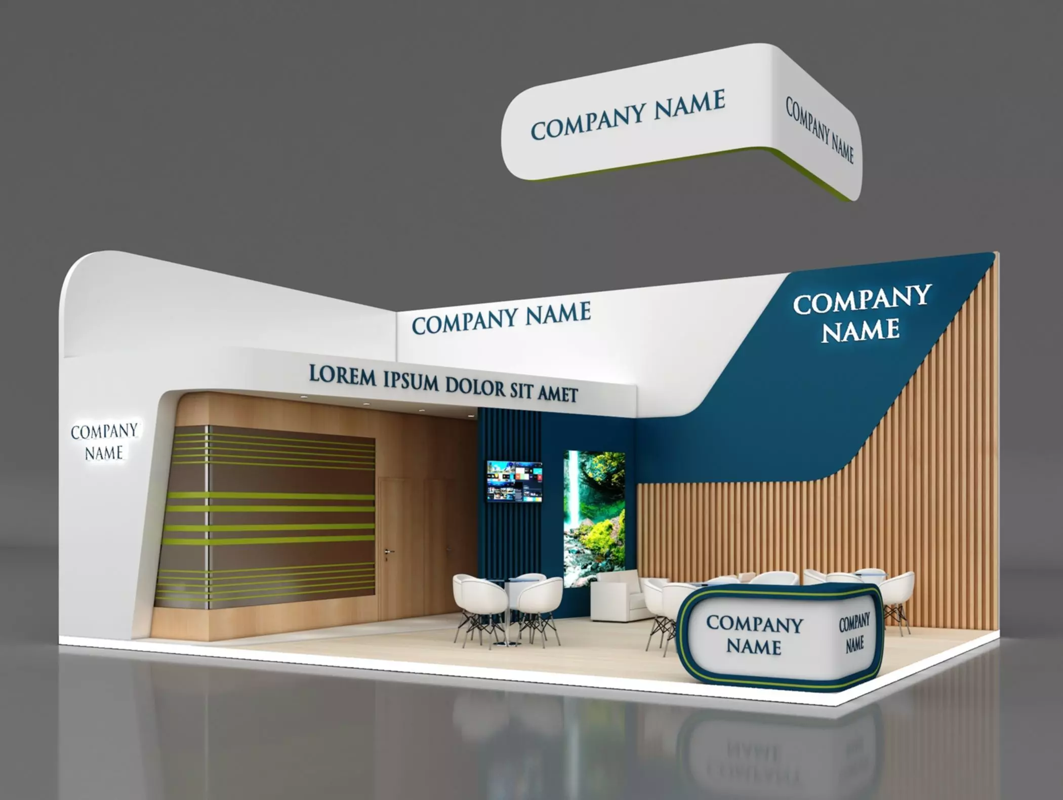 Booth Exhibition Stand Stall 10x7m Height 500 cm 2 Side Open 3D model