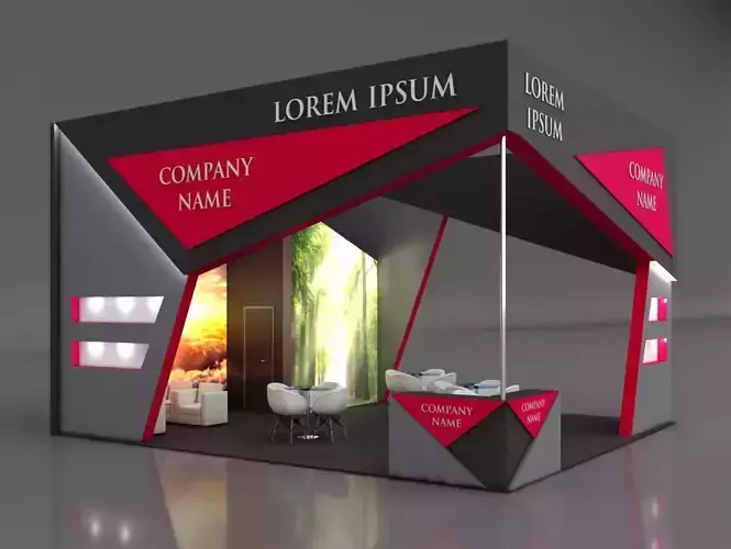 Booth Exhibition Stand Stall 8x7m Height 500 cm 3 Side Open 3D model