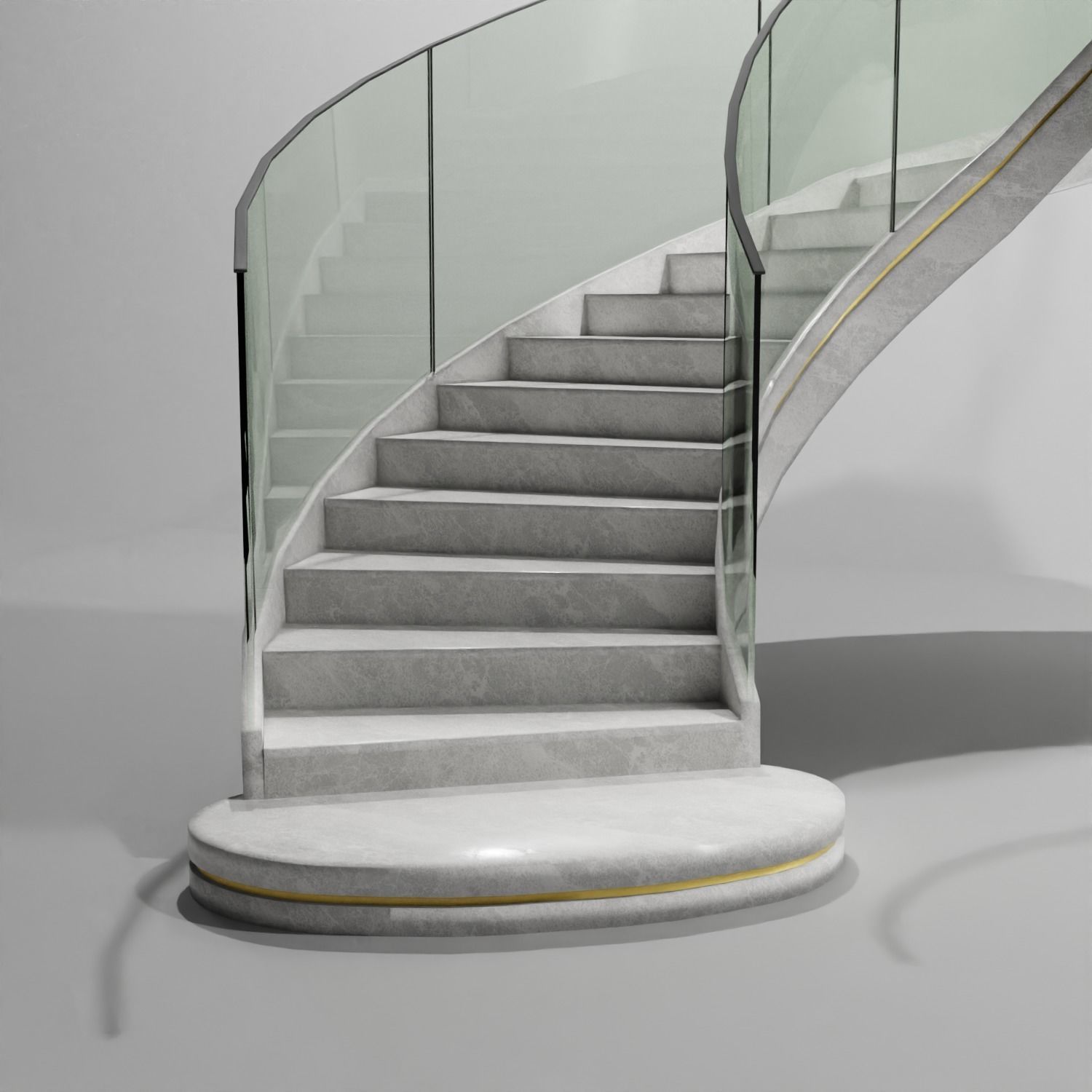 Modern Staircase Stairs White Home 3D model_4