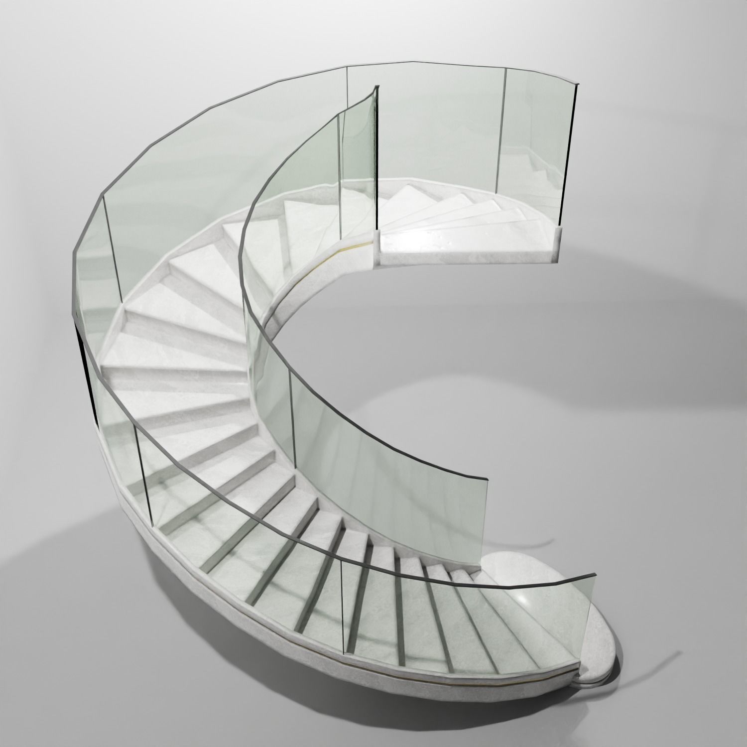 Modern Staircase Stairs White Home 3D model_2
