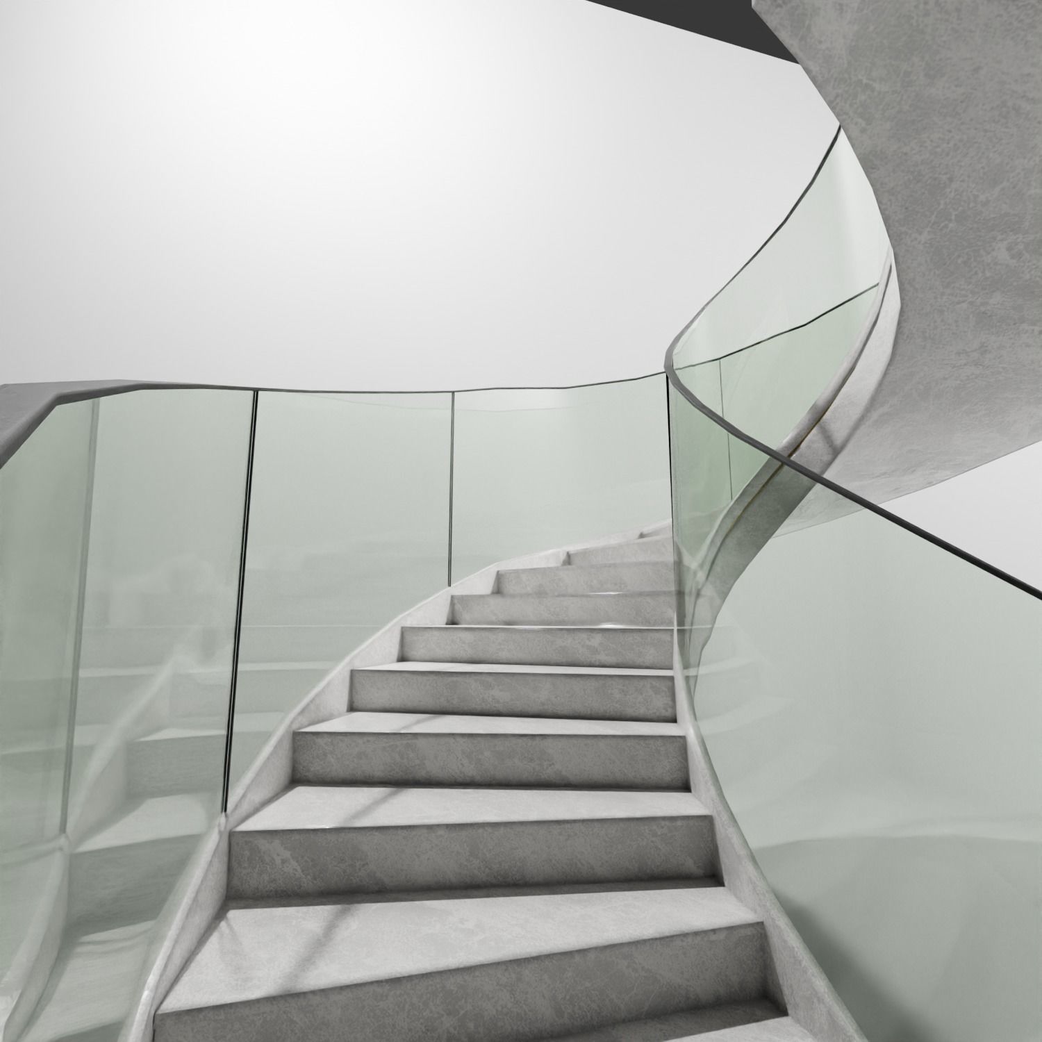 Modern Staircase Stairs White Home 3D model_3