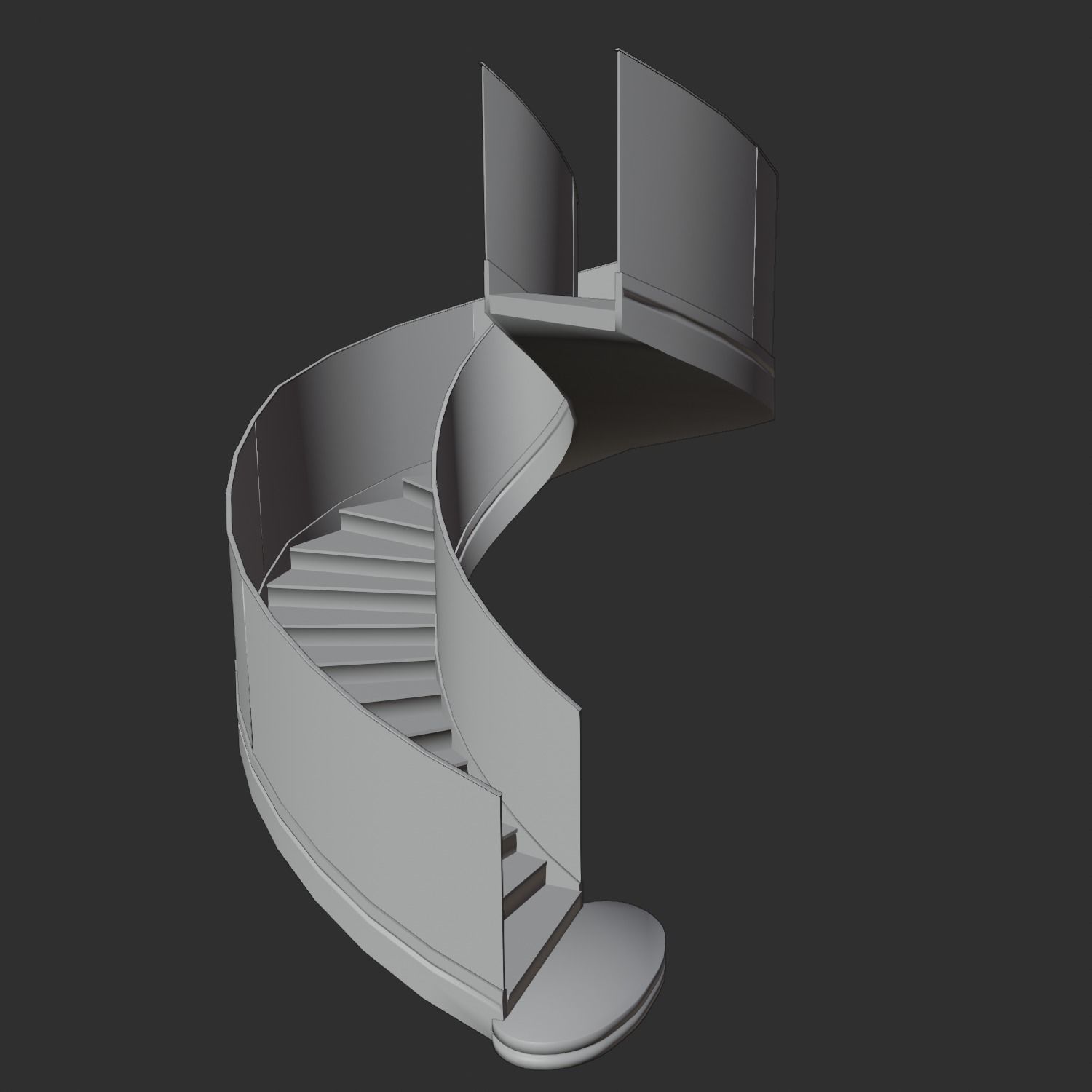 Modern Staircase Stairs White Home 3D model_1