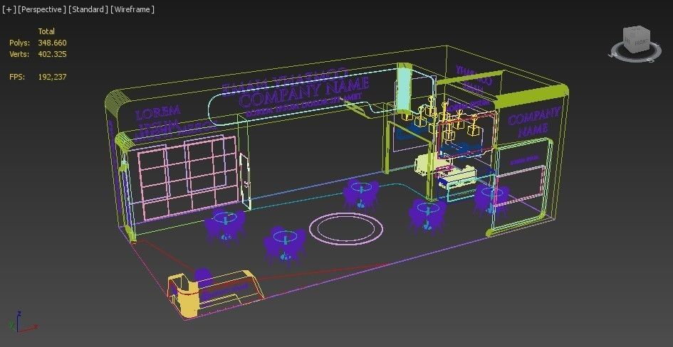 Booth Exhibition Stand Stall 14x7m Height 500 cm 4 Side Open 3D model_8